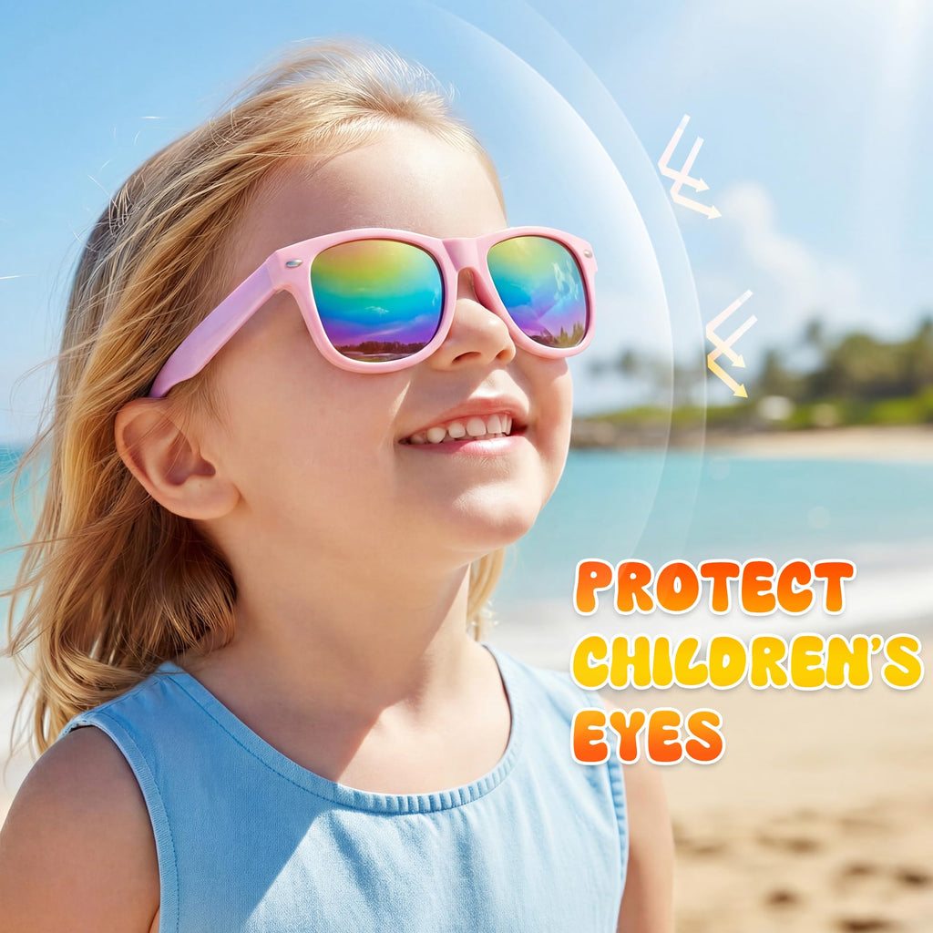 Kids Sunglasses Bulk, Kids Sunglasses Party Favors for Age 3-8, UV400 Protection Neon Kids Sunglasses Bulk for Boys Girls (12Pack-heart sunglasses)