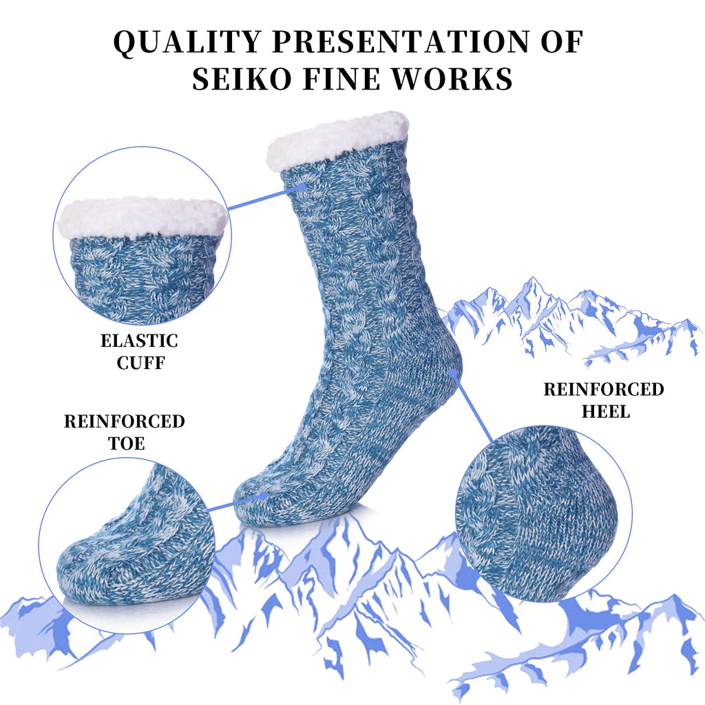 SDBING Women's Winter Super Soft Warm Cozy Fleece Lined Fuzzy Slipper Socks with Grippers