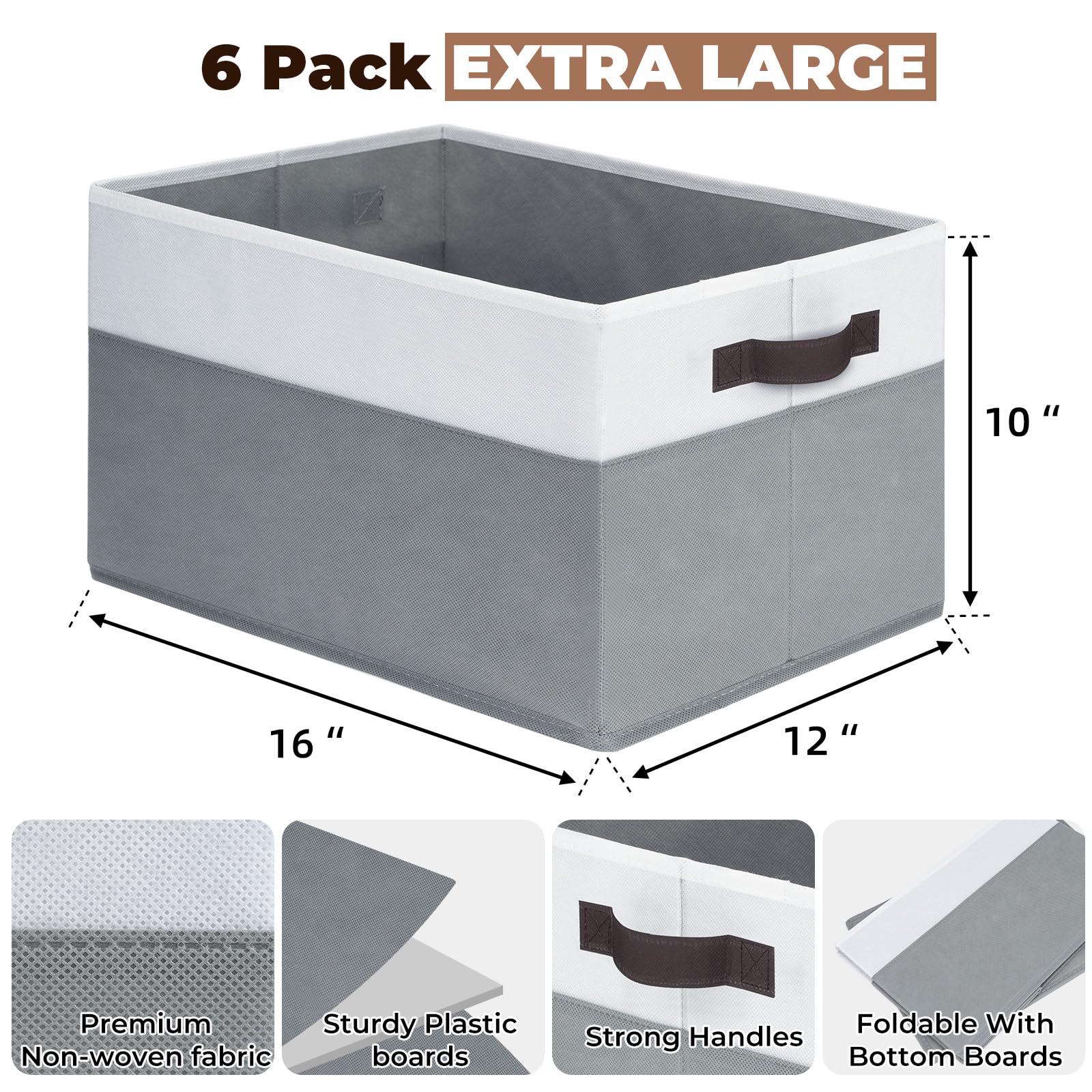 Criusia 4 Pack Baby Clothes Organizer Bins, Fabric Collapsible Storage Baskets with Handles, Odorless Storage Bins for Toy Clothes Nursery Kids Room Playroom Classroom (14L*10W*9.5H)
