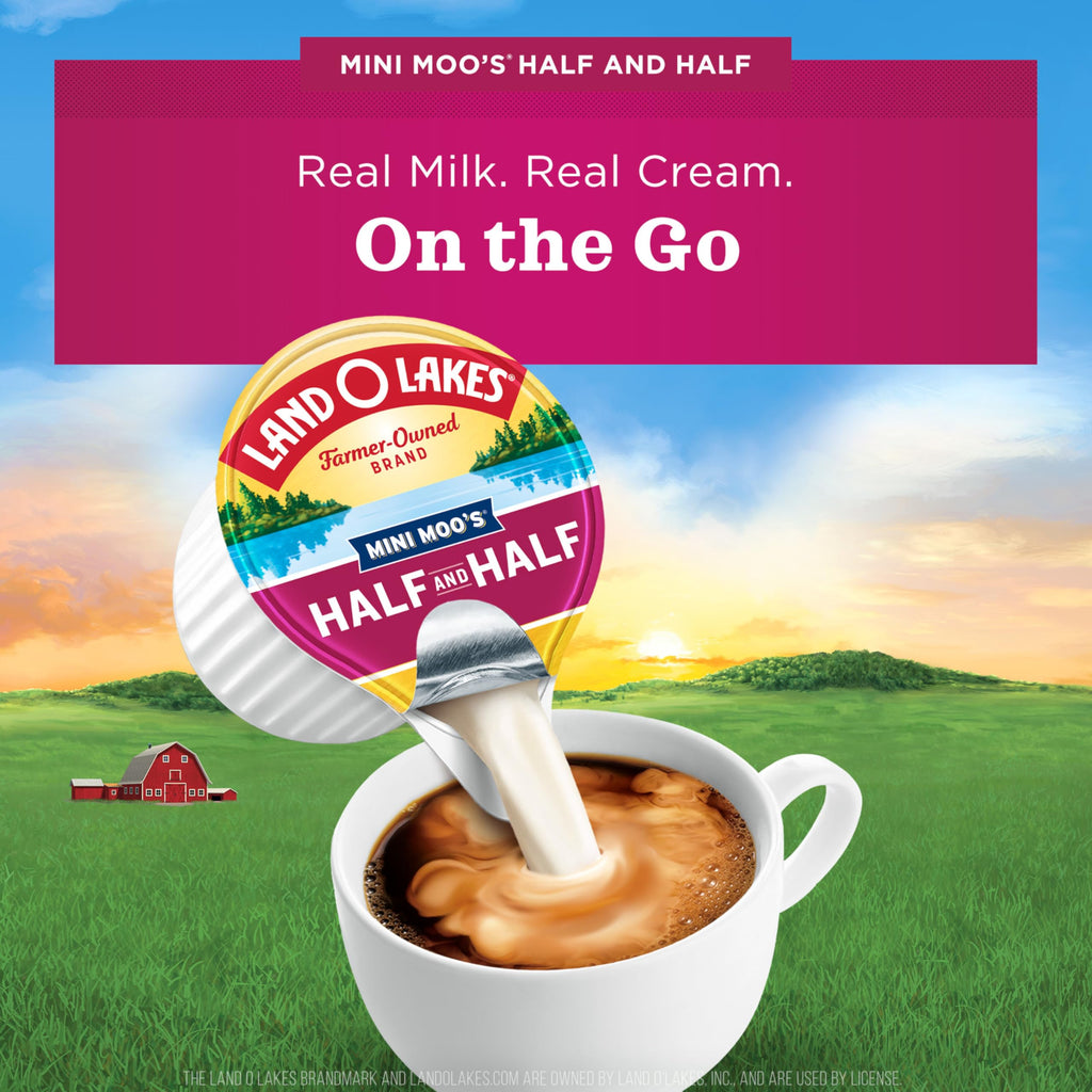 Land O Lakes Mini Moo’s Half And Half Pre-Portioned Creamer Singles, Shelf-Stable, 0.30 fl oz (24 Count)