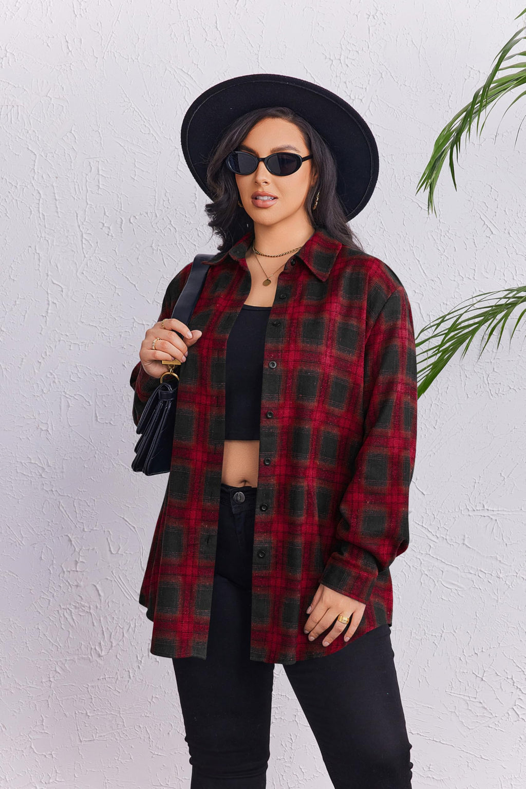 Zeagoo Womens Plus Size Flannel Shirts Plaid Shirts Long Sleeves Casual Button Down Collared Shacket Tops