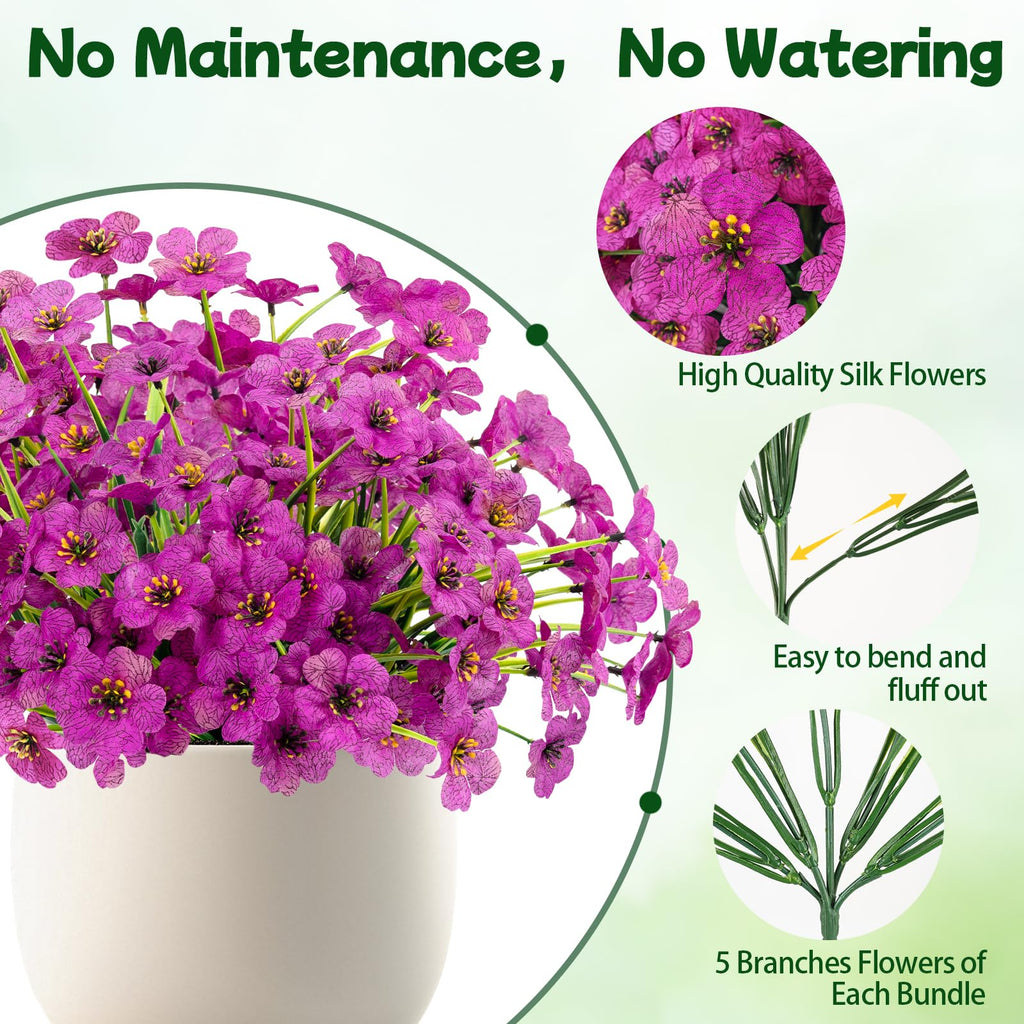 MACTING 12 Bundles Artificial Fall Lavender Flowers for Outdoors, UV Resistant Fake Outdoor Plants, Faux Autumn Greenery Shrubs for Planters Porch Patio Garden Yard Outside Thanksgiving Decorations