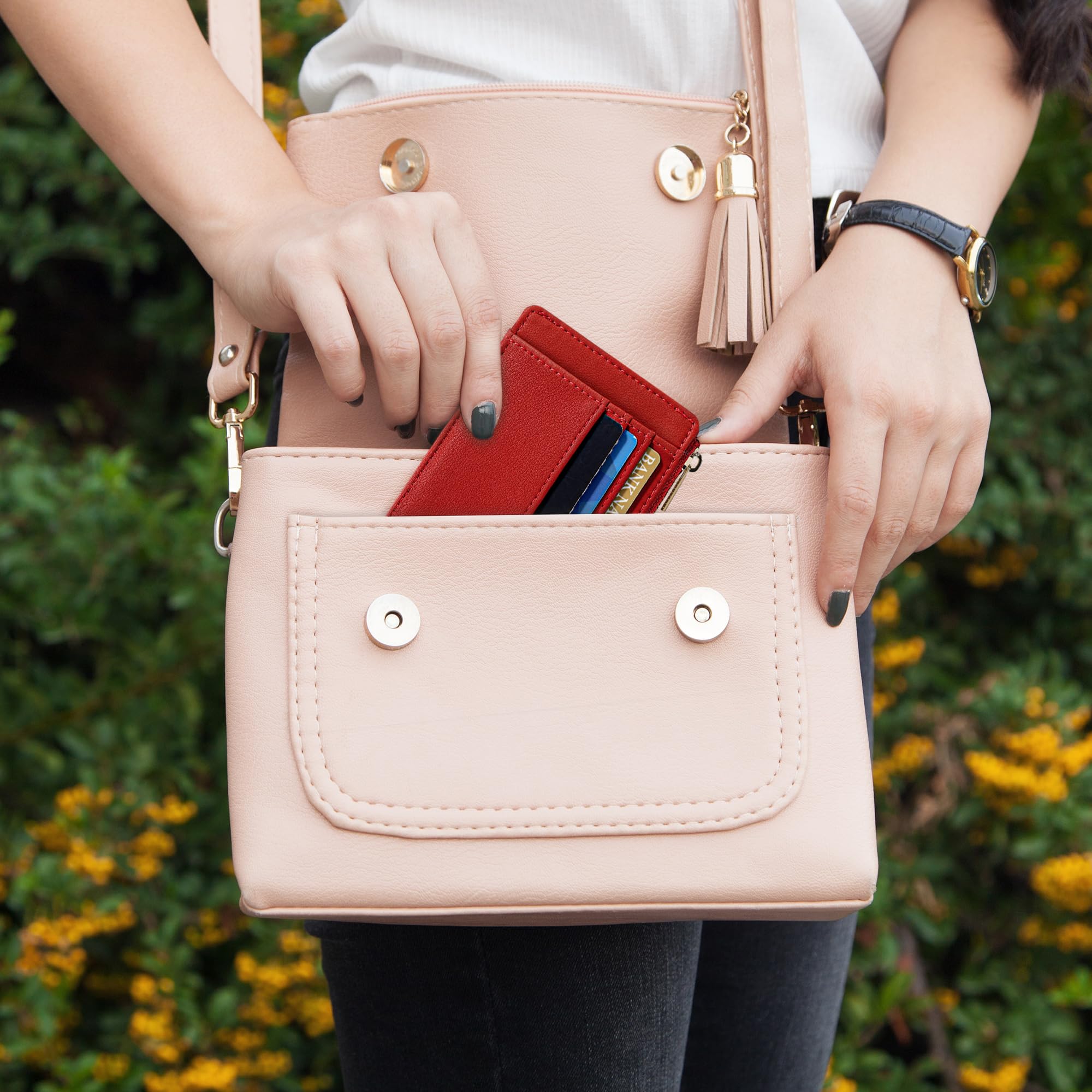 Sodsay Card Case Slim Front Pocket Wallet for Women Credit Card Holder with Keychain | Slim, Credit Card Holder, Front Pocket, with Keychain | Slim