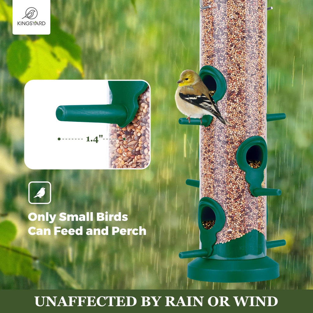 Kingsyard 2 Pack Tube Feeders with 6 Feeding Ports for Outdoors Hanging, Premium Hard Plastic Weatherproof & Steel Hanger, Attracting for Wild Birds (Black)