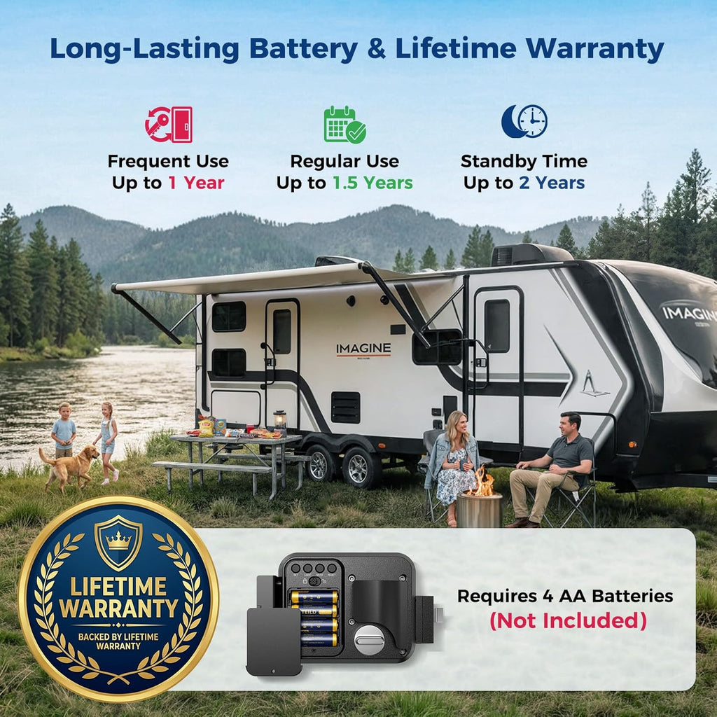 ONNAIS RV Door Lock Replacement – Full Metal Keyless Entry, 10-Digit Keypad, Dual-Door Remote, Backup Key, RV Essential, Ideal Gift for RV Owners