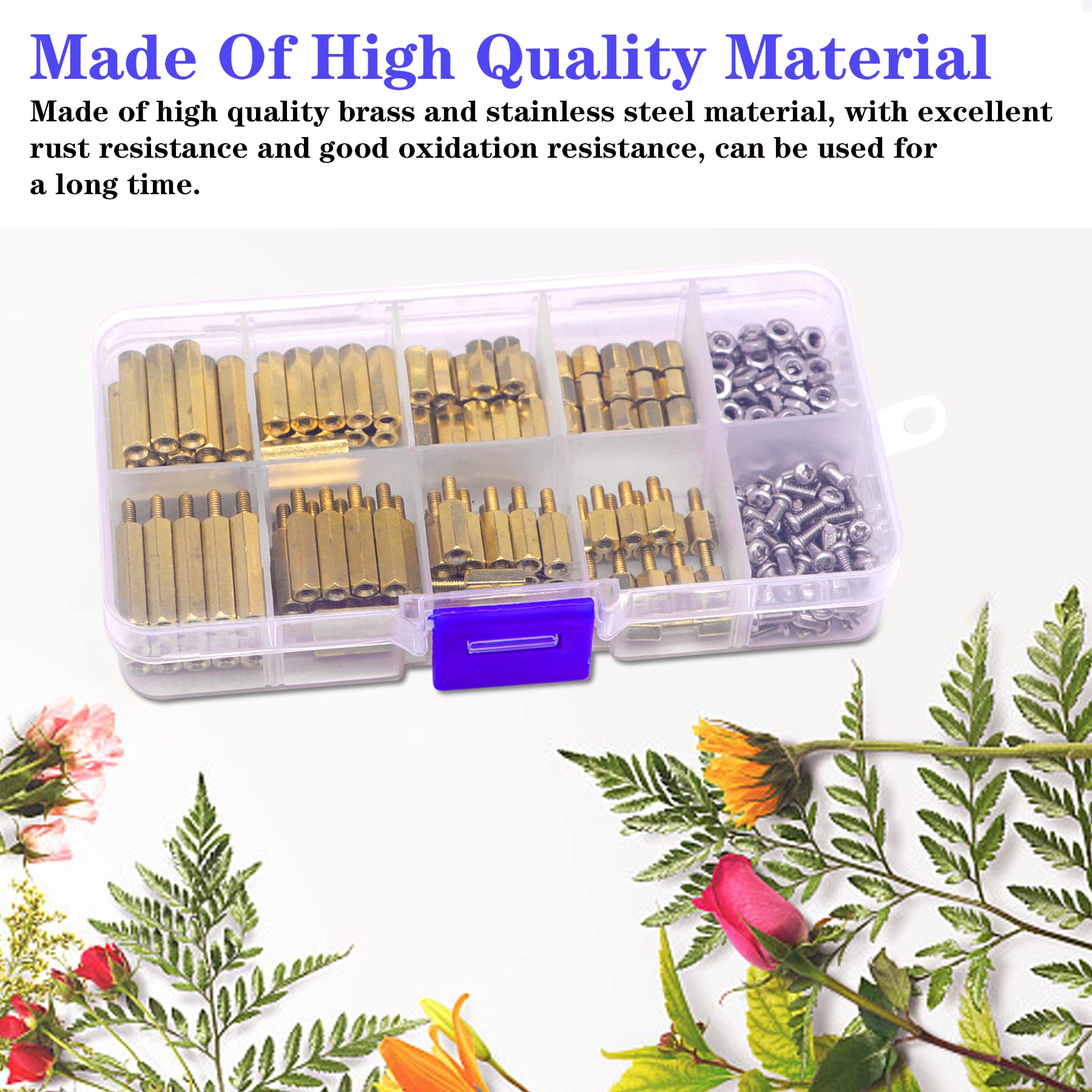 400Pcs M2 Motherboard Standoffs&Screws&Nuts Kit, Hex Male-Female Brass Spacer Standoffs, Laptop Screws for DIY Computer Build, Electronic Projects, Raspberry Pi, Circuit Board etc.