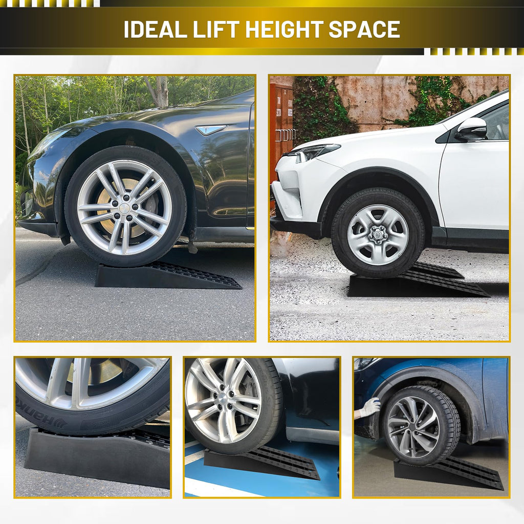 HOXWELL Detachable Low Profile Car Ramps for High Lift and Jack Support, Heavy Duty Car Ramps for Low Cars, Removable Vehicle Ramps for Garage, 15.35''-27.83'' L, 2PCS