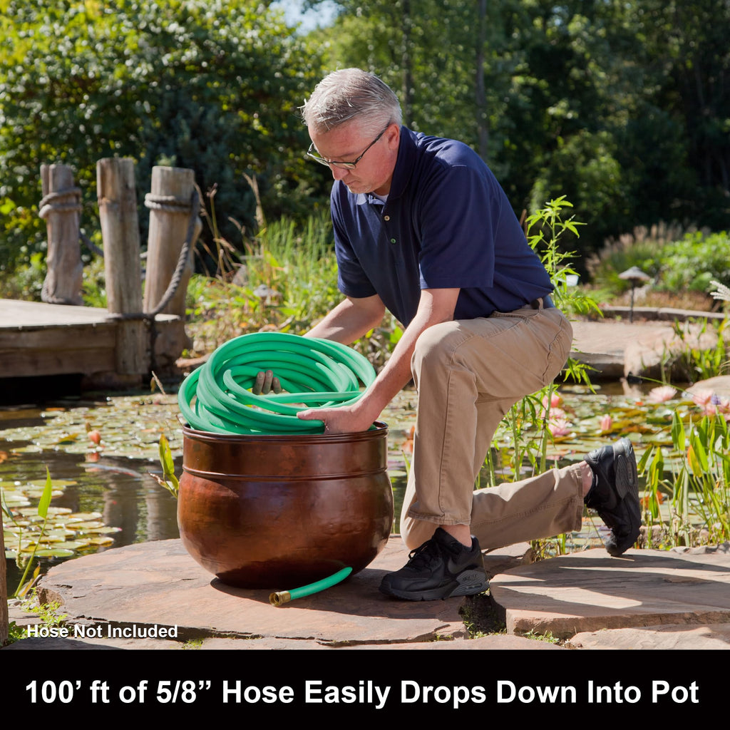 Liberty Garden Products Garden 1901 Rustic Garden Hose Pot, Holds 100-Feet of 5/8-Inch, Bronze