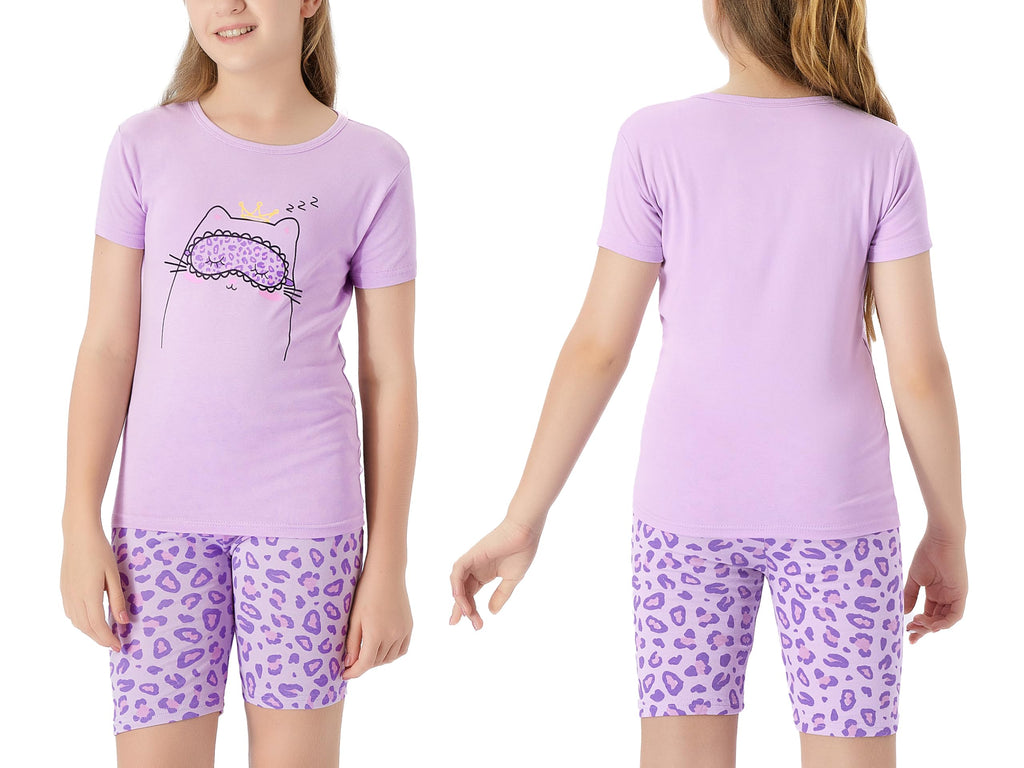 Topgal Little & Big Girls Cotton Knit Pajama 3-Piece Shorts Pants Summer PJ Set Size 4-14