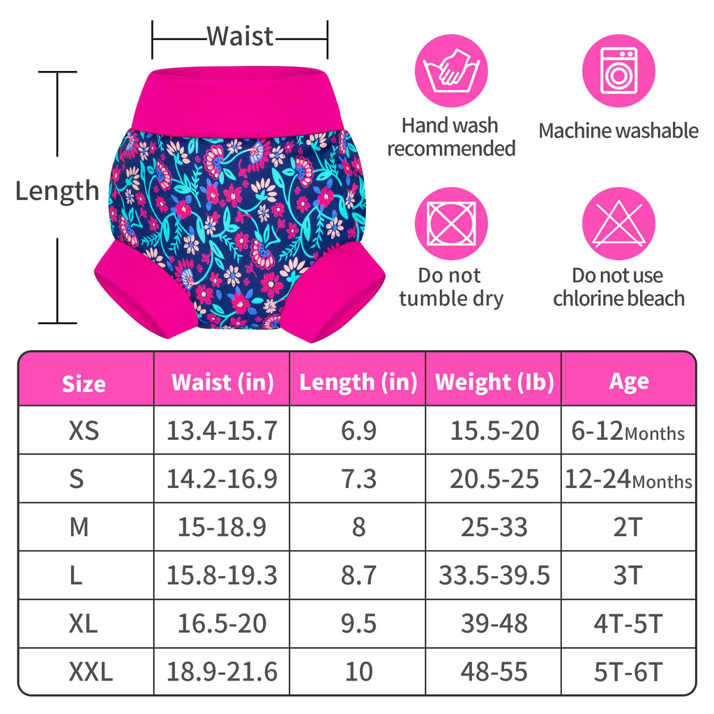 BIG ELEPHANT Baby Swim Diapers 3pcs, Reusable Adjustable Washable Waterproof Swimming Diaper for Boy's and Girl's 6Months - 5 Years