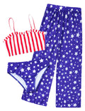 Vogseek 6-16T Girls 3 Pieces Bikini Bathing Suit with Rash Guard Pants Quick Dry Swimwear Cover-Up Sets