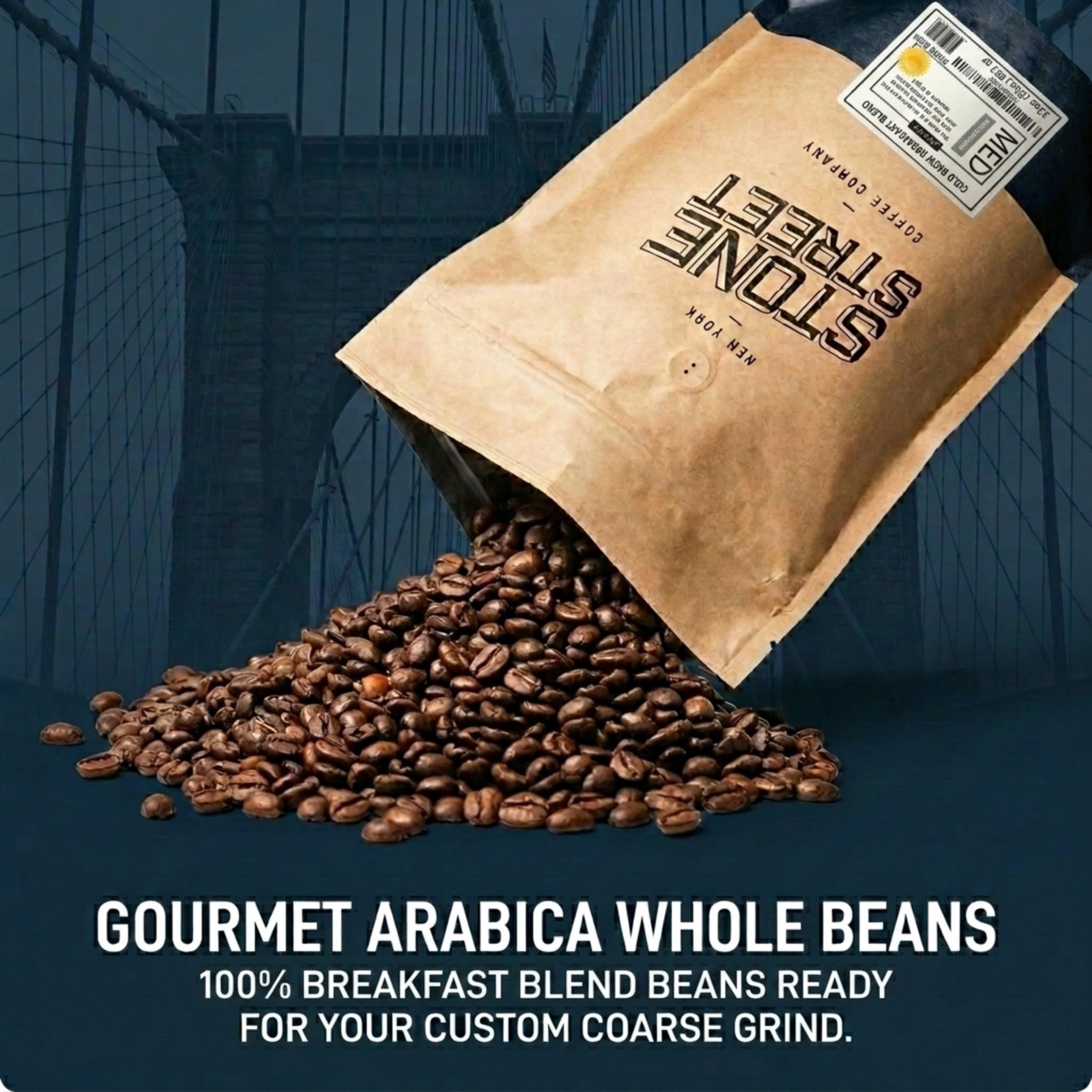 Stone Street Cold Brew Coffee, Low Acid, 100% Arabica, Gourmet Coffee - Breakfast Blend, Medium Roast, Coarse Ground, 2 LB