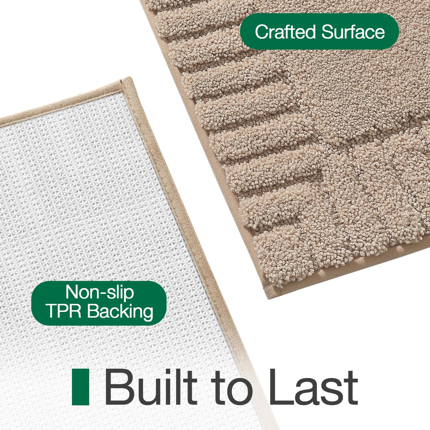 LUMI Bathroom Rugs Non Slip with Rubber Backing, Extra Soft Plush Microfiber Bath Rug Absorbent, Machine Washable Bath Mat Quick Dry for Tub, Shower, Hotel, Beige, 16"x24"