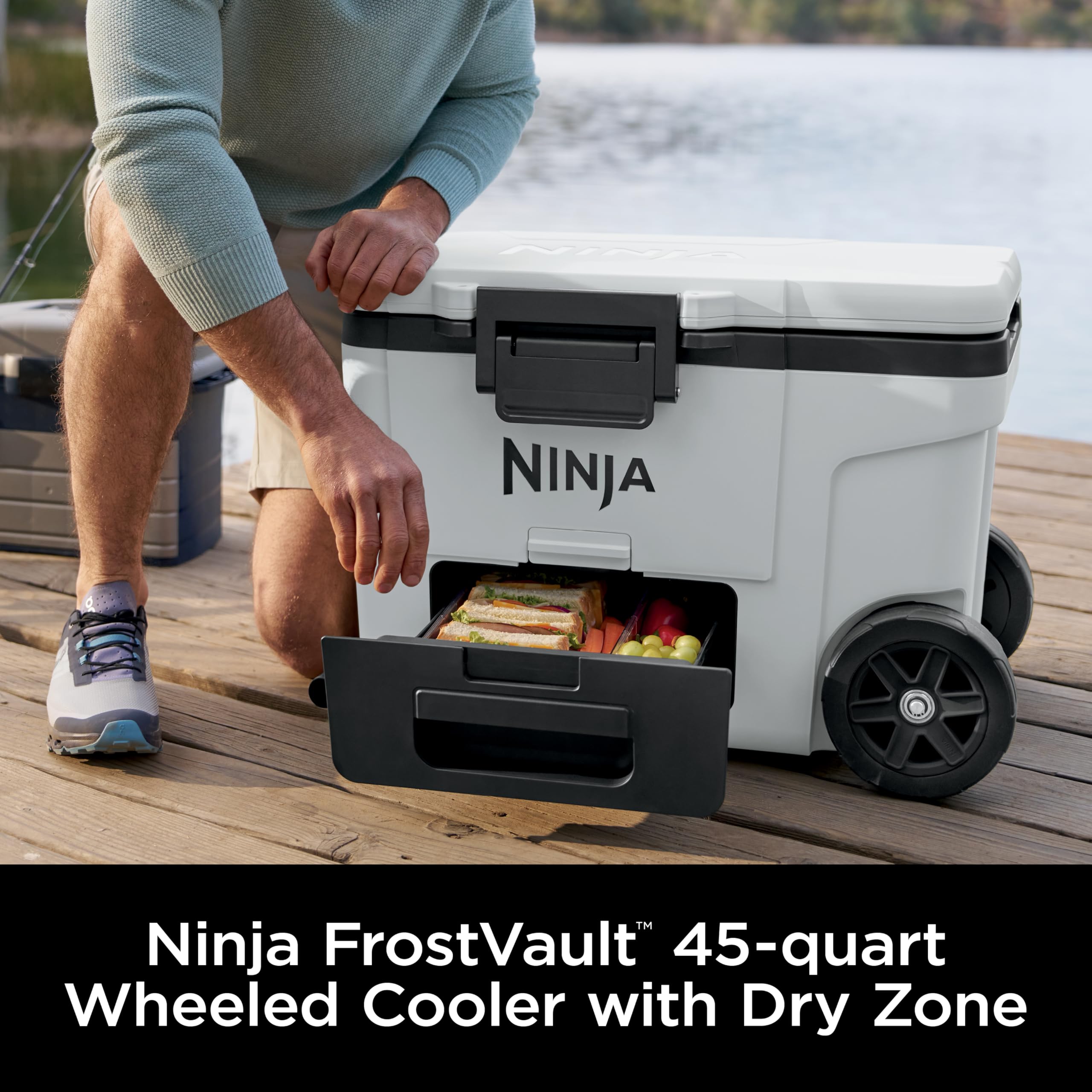 Ninja FrostVault | 65qt Wheeled Cooler with Cold Dry Zone | Integrated Fridge-Temp Dry Storage Drawer | Premium Heavy-Duty Insulated Cooler | Keeps Ice for Days | Charcoal Gray | FB265CG