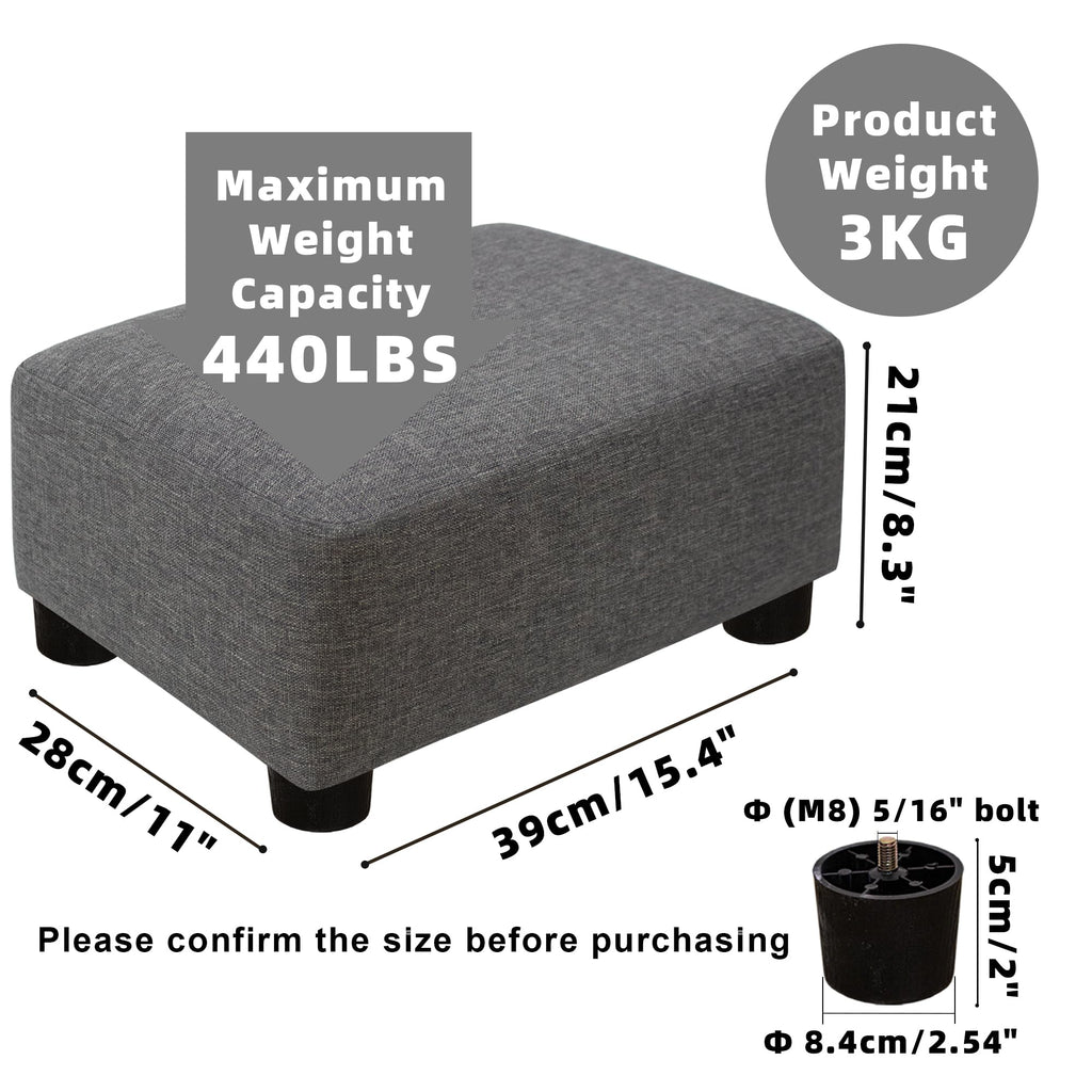 CAROLMADE Small Foot Stool Ottoman Footstool with Legs Under Desk Footrest for Living Room Bedroom and Office, Black