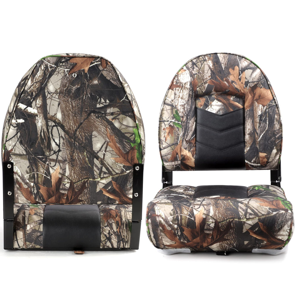 NORTHCAPTAIN Marine Boat Chair 2 Pack,Camo High Back Folding Fishing Boat Seat for Fishing, Bass/Jon/Pontoon Boats, 4 Mounting Screws Included