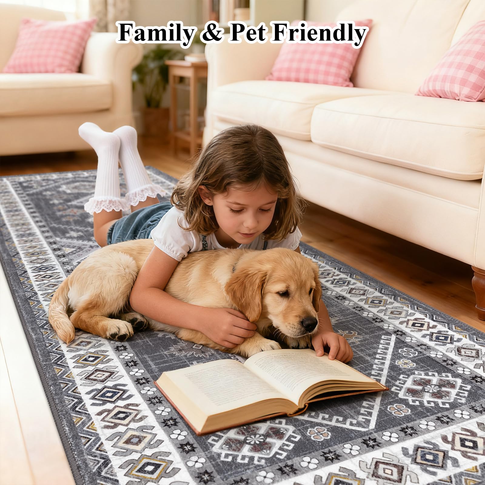HEBE Boho Kitchen Rug Sets 3 Piece with Runner Non Slip Kitchen Rugs and Mats Washable Kitchen Mats for Floor Thick Kitchen Floor Mat Carpet Runner Rugs for Hallway Laundry Holiday Decor