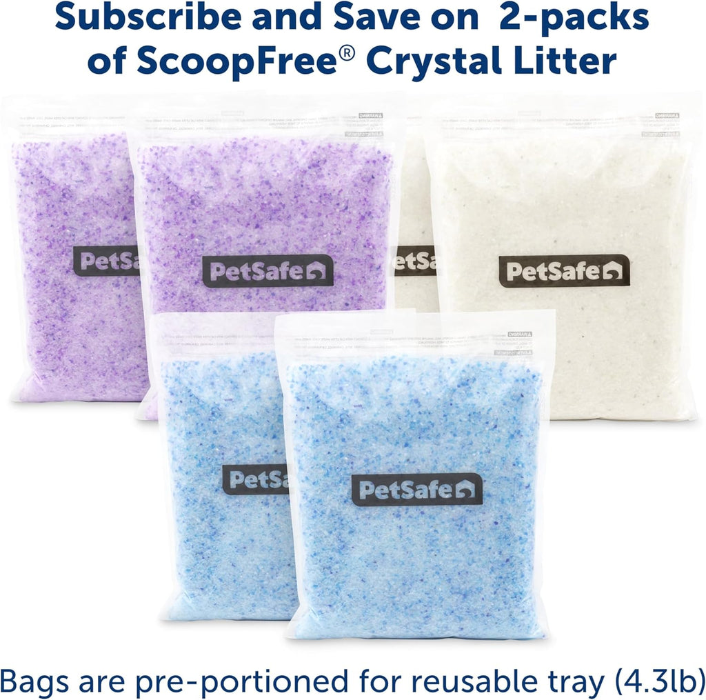 PetSafe ScoopFree Official Stainless Steel Reusable Tray - Includes 4.3 lb. of Premium Non-Clumping Crystal Cat Litter, Fresh Scent