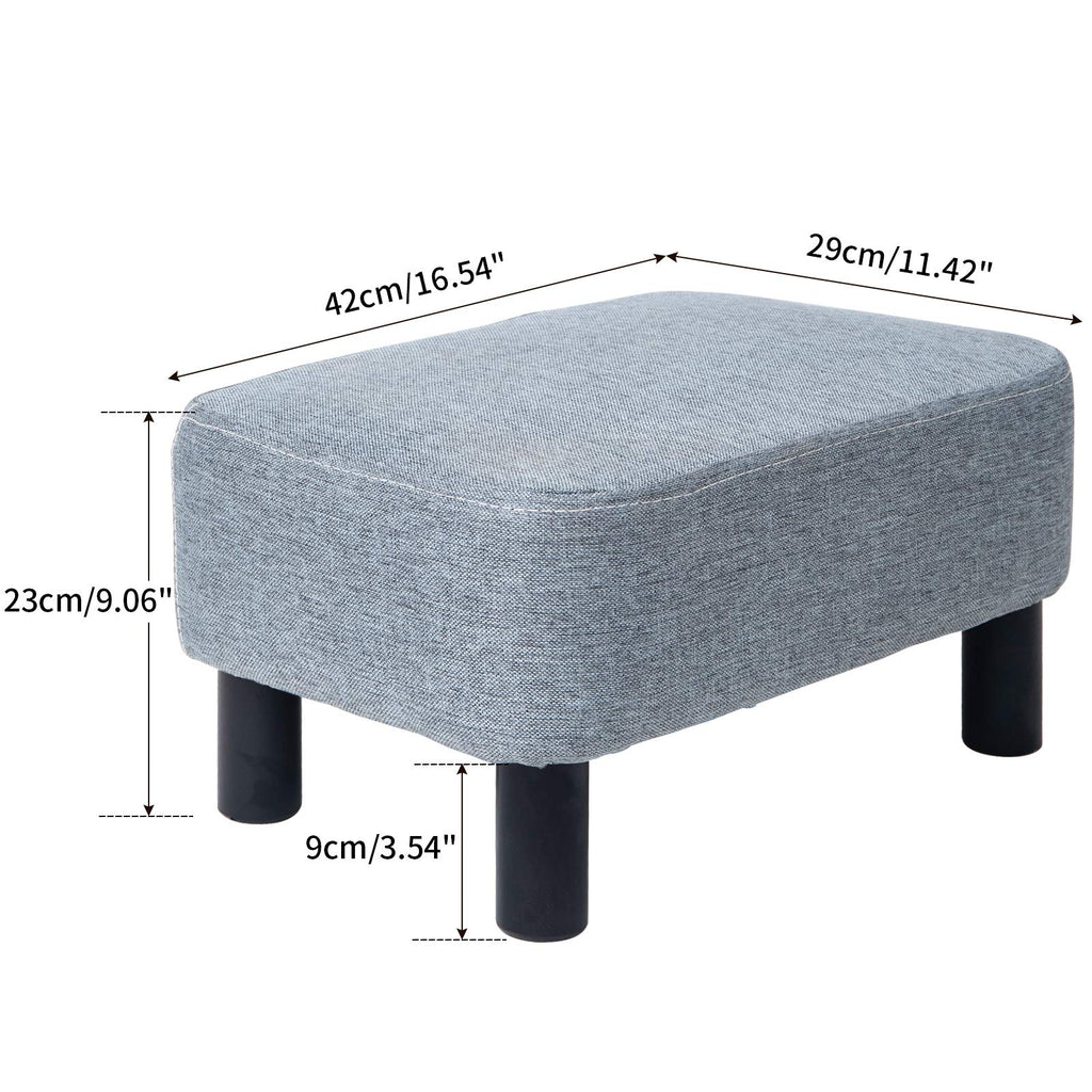 IBUYKE 16.54" Small Footstool, PU Faux Leather Step Stool, with Padded Seat Pine Wood Legs and Padded Rectangular Stool, for Bedroom, Black RF-BD210