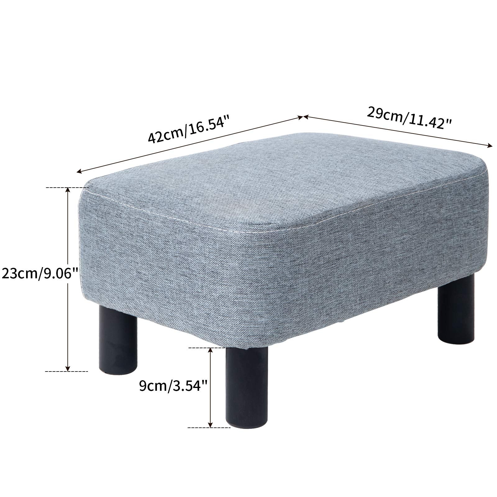 IBUYKE 16.54" Small Footstool, PU Faux Leather Step Stool, with Padded Seat Pine Wood Legs and Padded Rectangular Stool, for Bedroom, Black RF-BD210