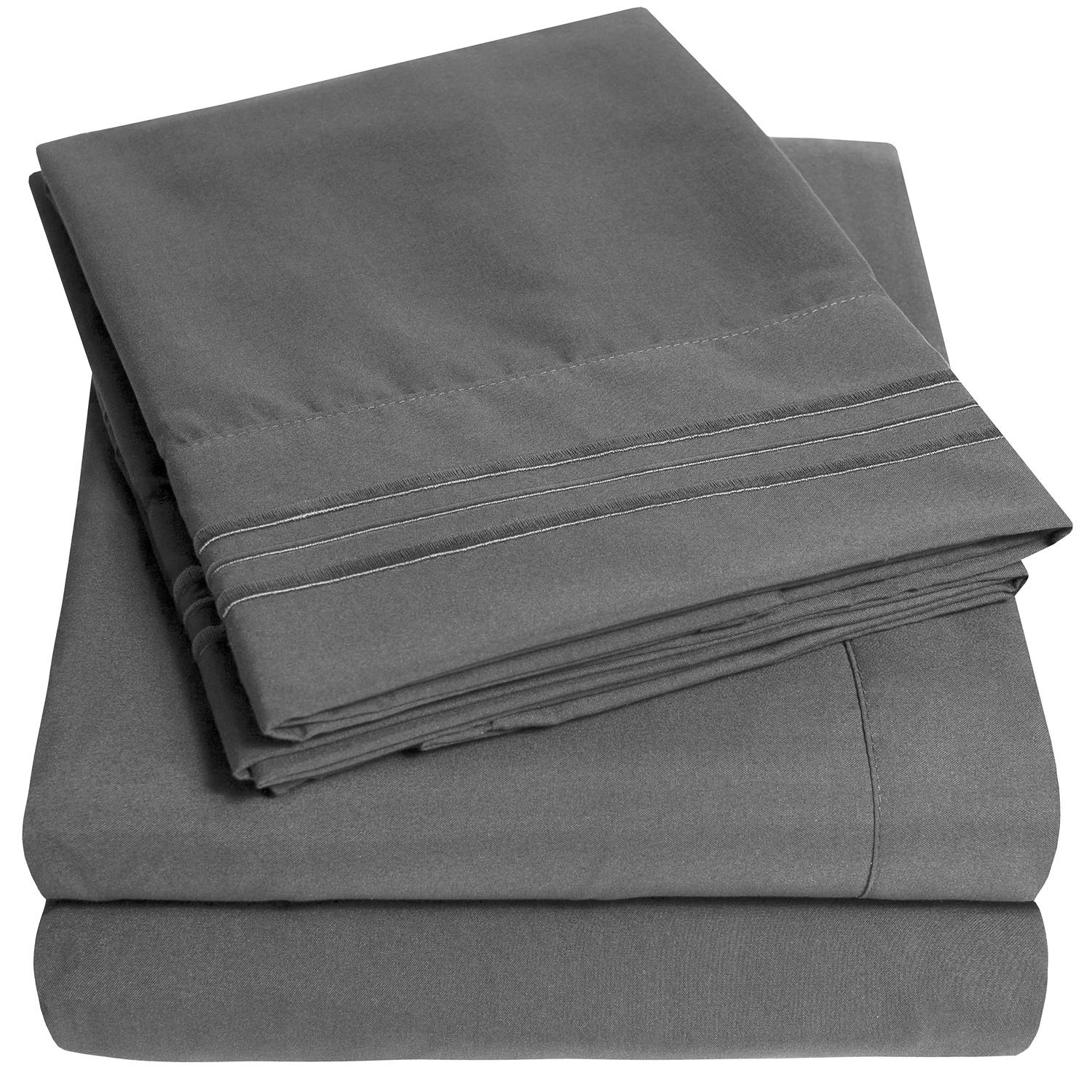1500 Supreme Collection Extra Deep Pocket Sheets Set - Luxury Soft Bed Sheets, Wrinkle Free, Bedding, Over 40 Colors, 21 inch Extra Deep Pocket, Twin, Black