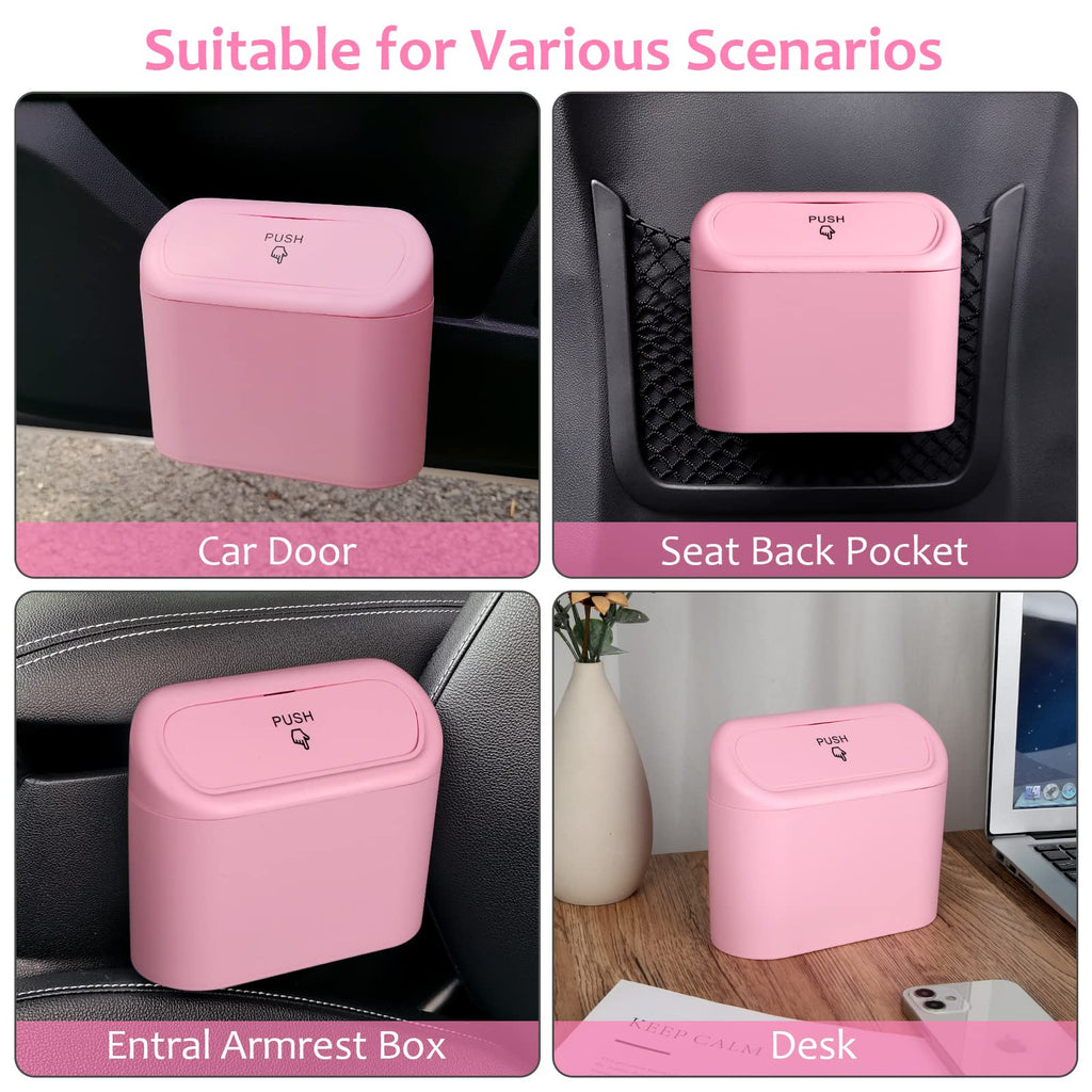 Accmor Car Trash Can with Lid, Mini Auto Dustbin Garbage Organizer with 30 Pcs Plastic Trash Bag, Automotive Garbage Container Bin for Vehicle, Home, Office