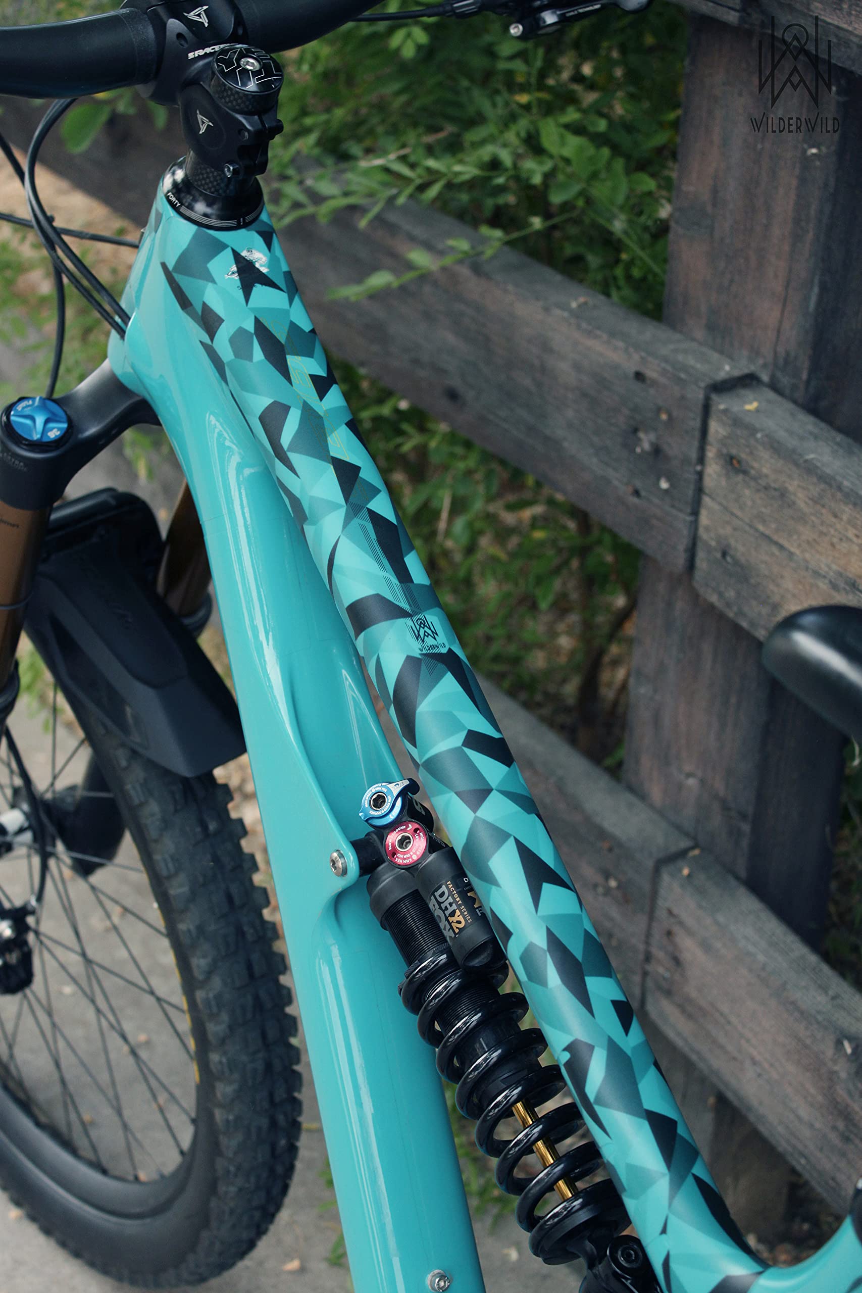Bike Frame Protection Tape- High Impact Clear Vinyl Wrap Includes Tool (4”x72) Bicycle Frame Protector, Mountain Bike Frame Guard Chainstay Protector (Art Deco)