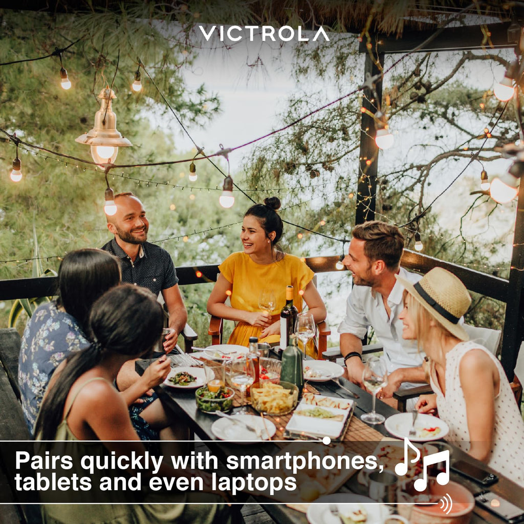 Victrola Outdoor Rock Speaker (Pair) – IPX4 Rechargeable Outdoor Bluetooth Speakers for Garden, Patio, Built for All Seasons, Wireless Music Streaming (Charcoal)