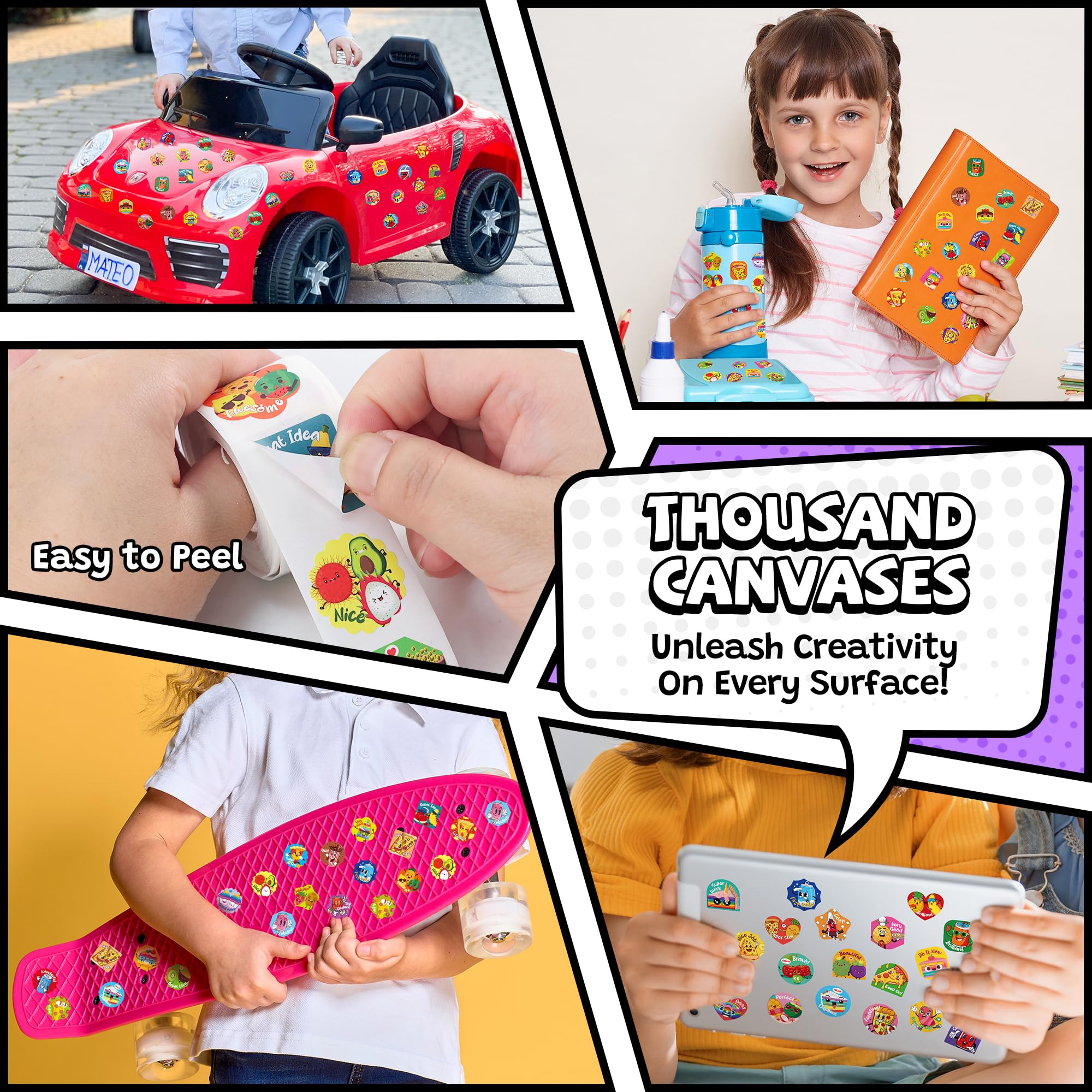 HORIECHALY 3 Rolls Scratch and Sniff Stickers for Kids, 600PCS Smelly Scented Stickers, Kid's Reward Sticker, Classroom Teacher Must Haves, School Supplies Incentives Christmas Children‘s Gift-1.57''