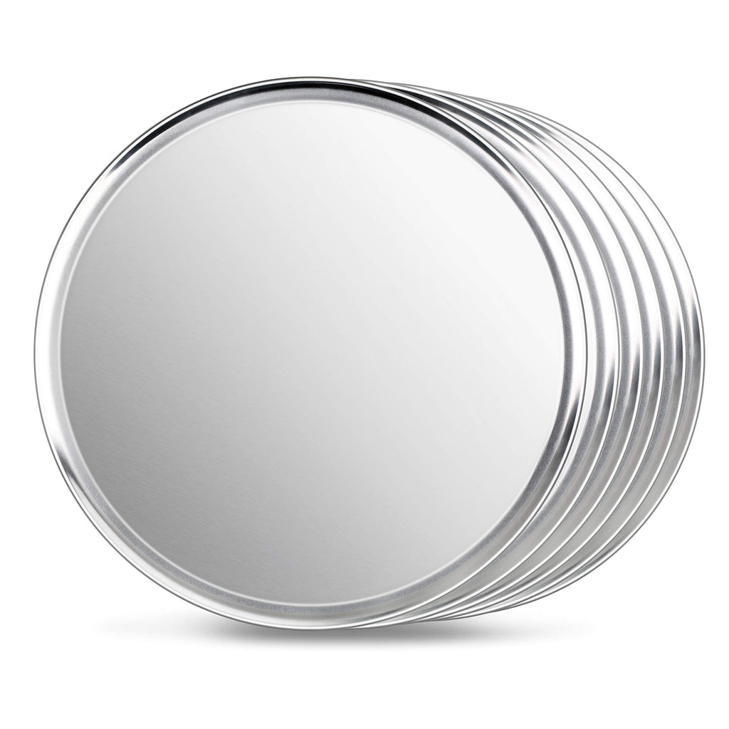 New Star Foodservice Restaurant-Grade Aluminum Pizza Pan/Tray, Wide Rim, 8 Inch, Pack of 6