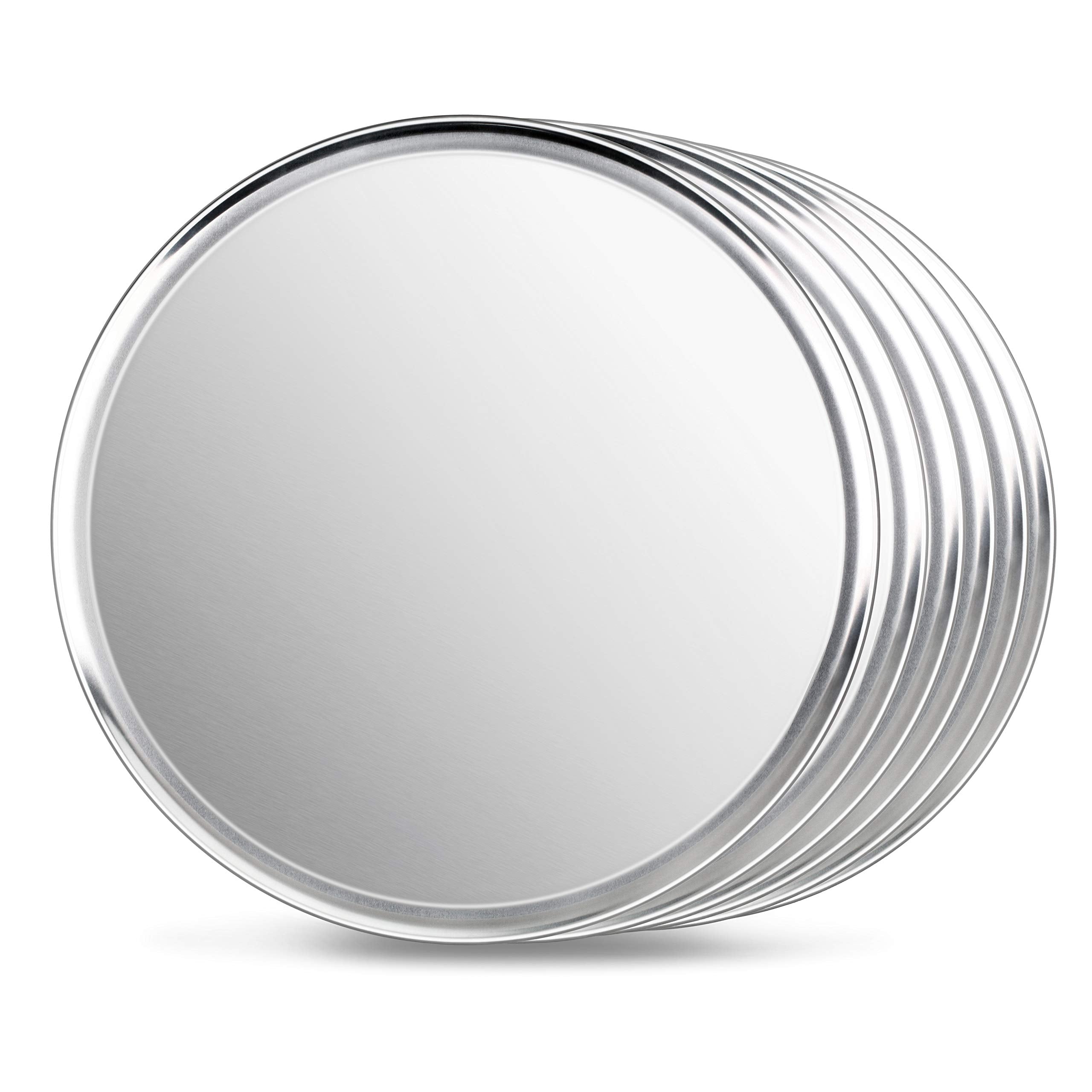 New Star Foodservice Restaurant-Grade Aluminum Pizza Pan/Tray, Wide Rim, 8 Inch, Pack of 6