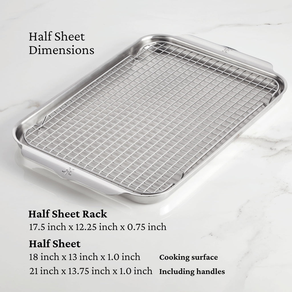 Hestan Provisions OvenBond – 3-Piece Tri-ply Baking Sheet Set Professional Stainless Steel Bakeware, Half & Quarter Sheets & Rack