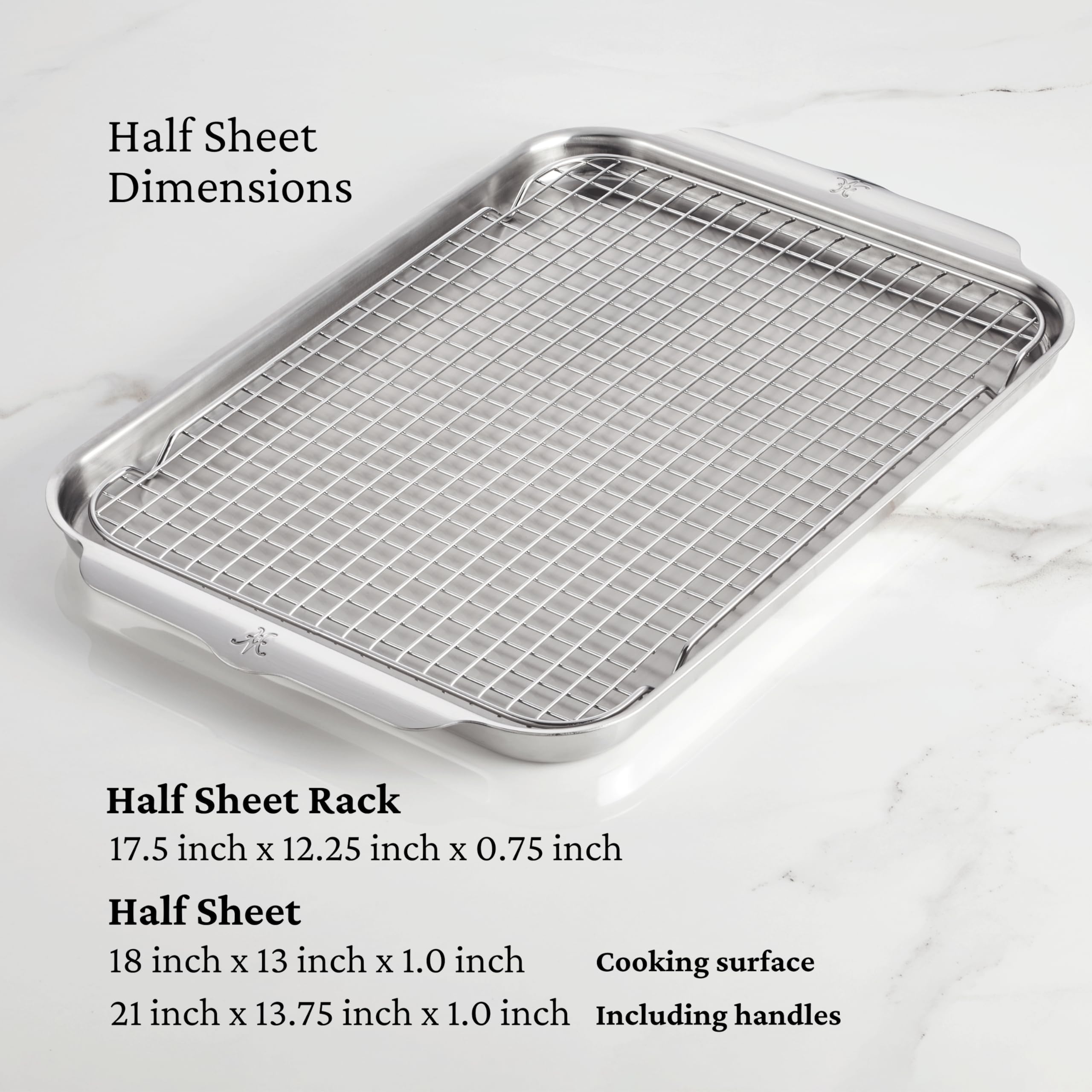 Hestan Provisions OvenBond – 3-Piece Tri-ply Baking Sheet Set Professional Stainless Steel Bakeware, Half & Quarter Sheets & Rack