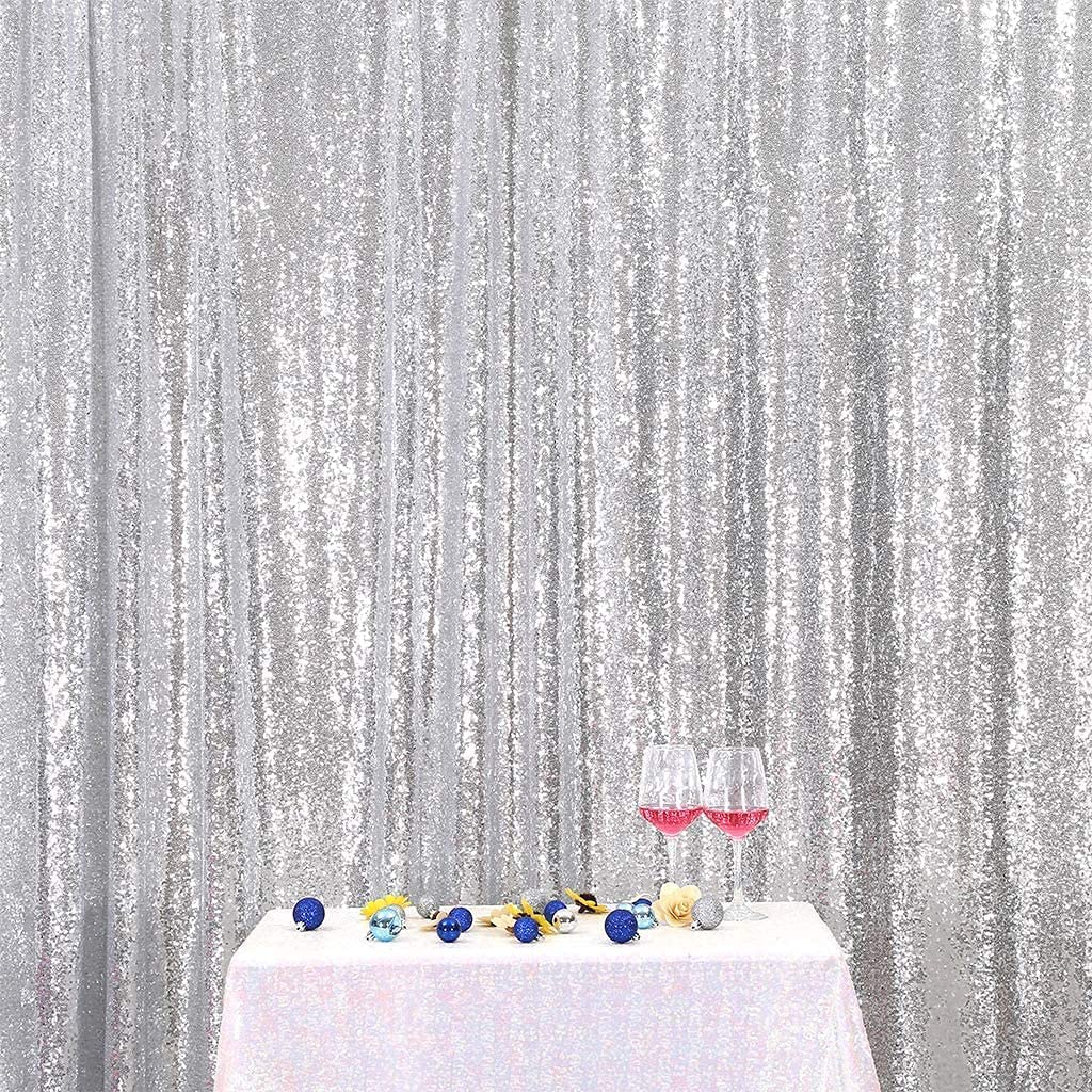 Poise3EHome Baby Blue Sequin Backdrop Curtain, 2 Panels 2Ft x 8Ft Glitter Photography Background for Party Baby Shower Wedding Birthday Christmas Thanksgiving Halloween Decoration