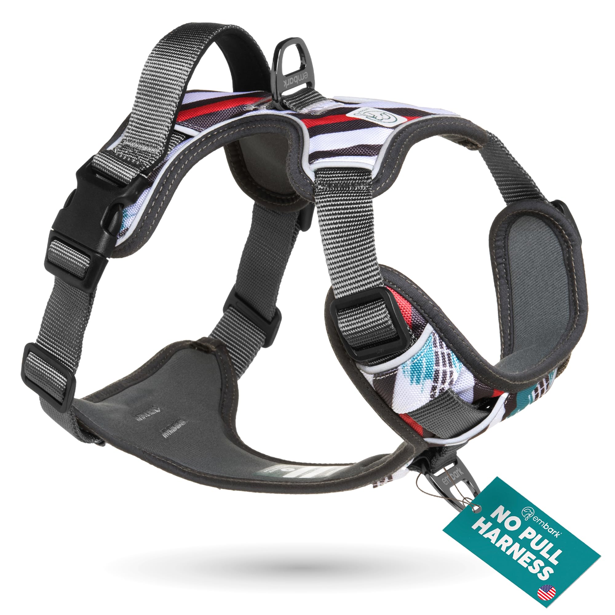 Embark Adventure Dog Harness for Small, Medium & Large Dogs – No Pull, Reflective Trim, Heavy Duty Oxford, 2 Leash Clips, Gel-Lined Handle, Soft Padded