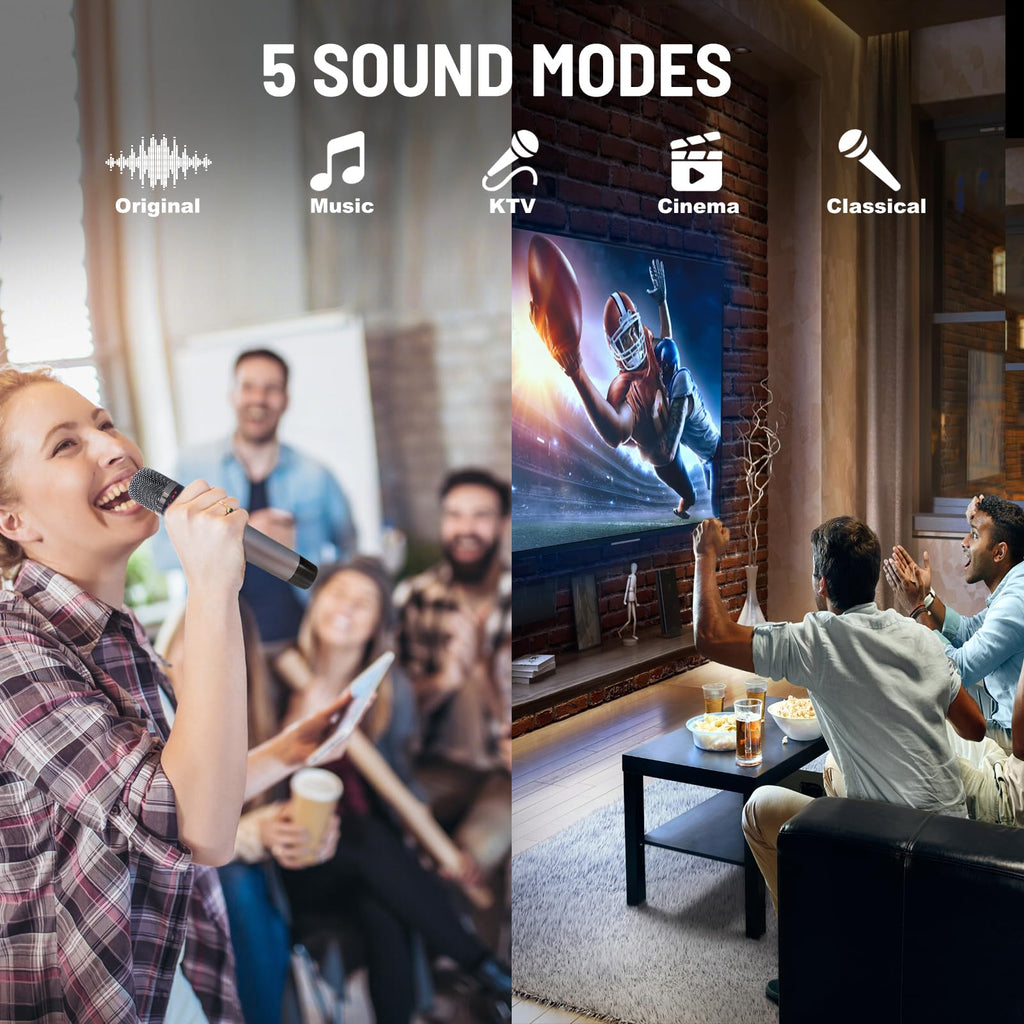 RHM K222 Karaoke Machine for Smart TV with Optical Input–Ultra-Low Latency, 3-Mic Support, 90FT Range, 70W Rich Stereo Sound, Voice Beautifier, Bluetooth/RCA, Perfect for Family Parties