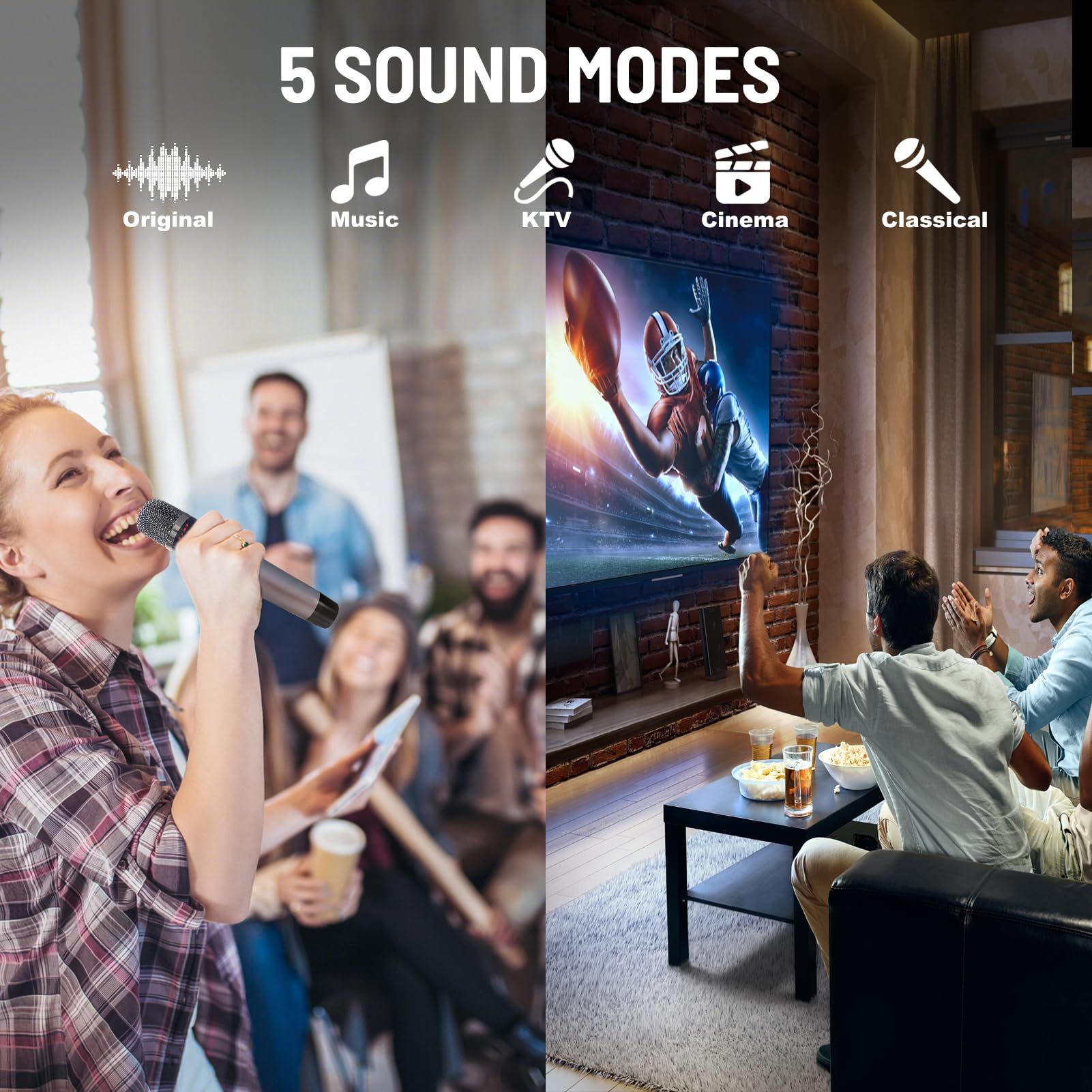 RHM K222 Karaoke Machine for Smart TV with Optical Input–Ultra-Low Latency, 3-Mic Support, 90FT Range, 70W Rich Stereo Sound, Voice Beautifier, Bluetooth/RCA, Perfect for Family Parties