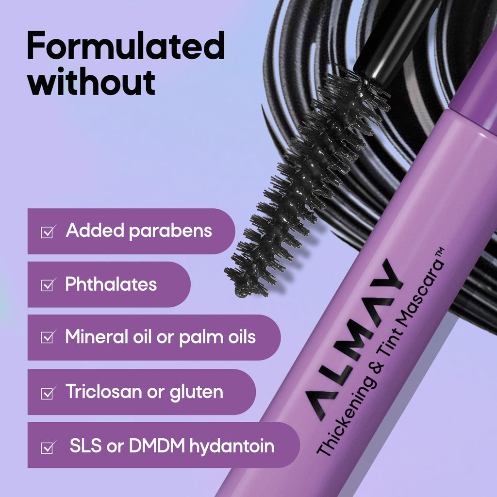 Almay Thickening & Tint Mascara, Nourishing Mascara, Hypoallergenic, 401 Blackest Black