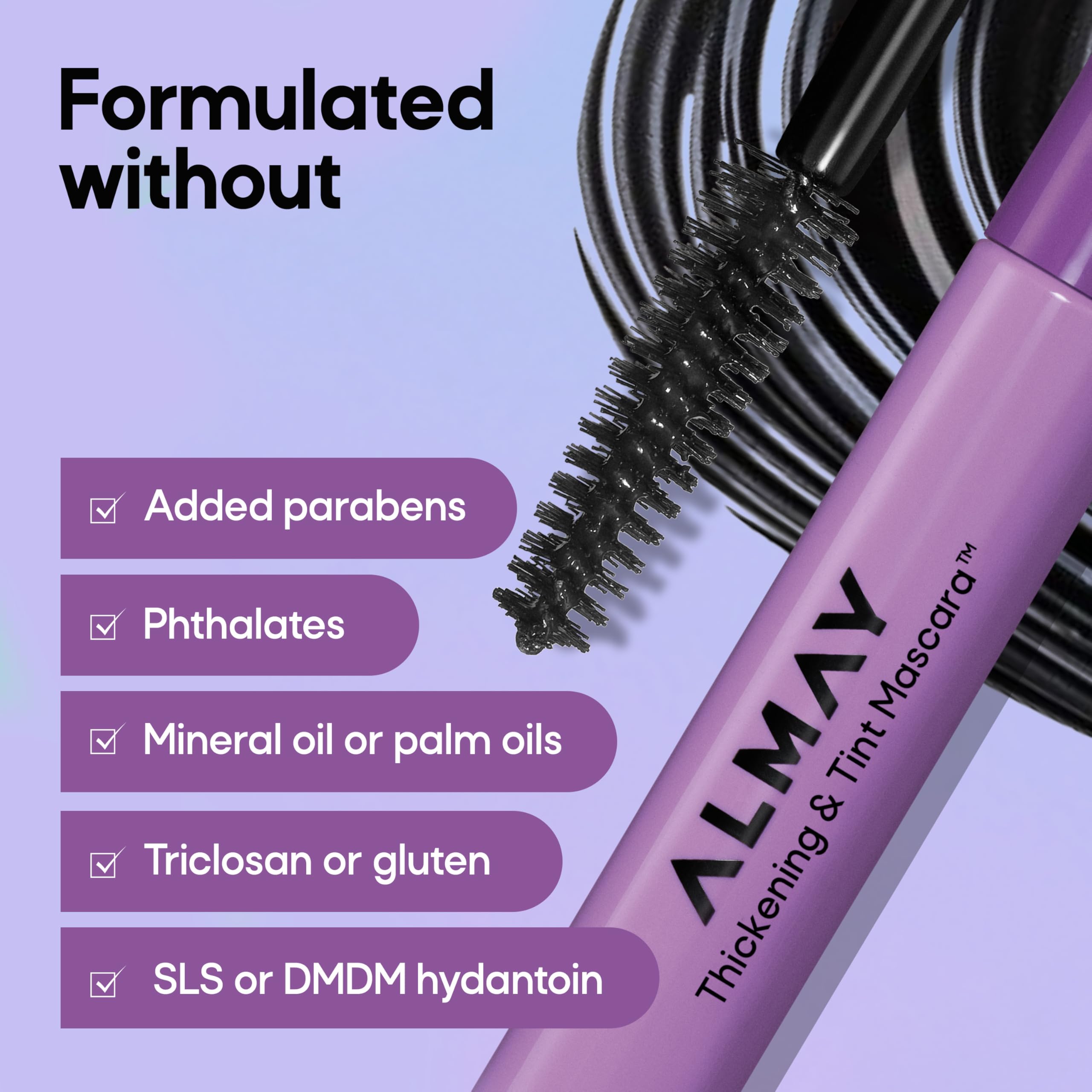Almay Thickening & Tint Mascara, Nourishing Mascara, Hypoallergenic, 401 Blackest Black