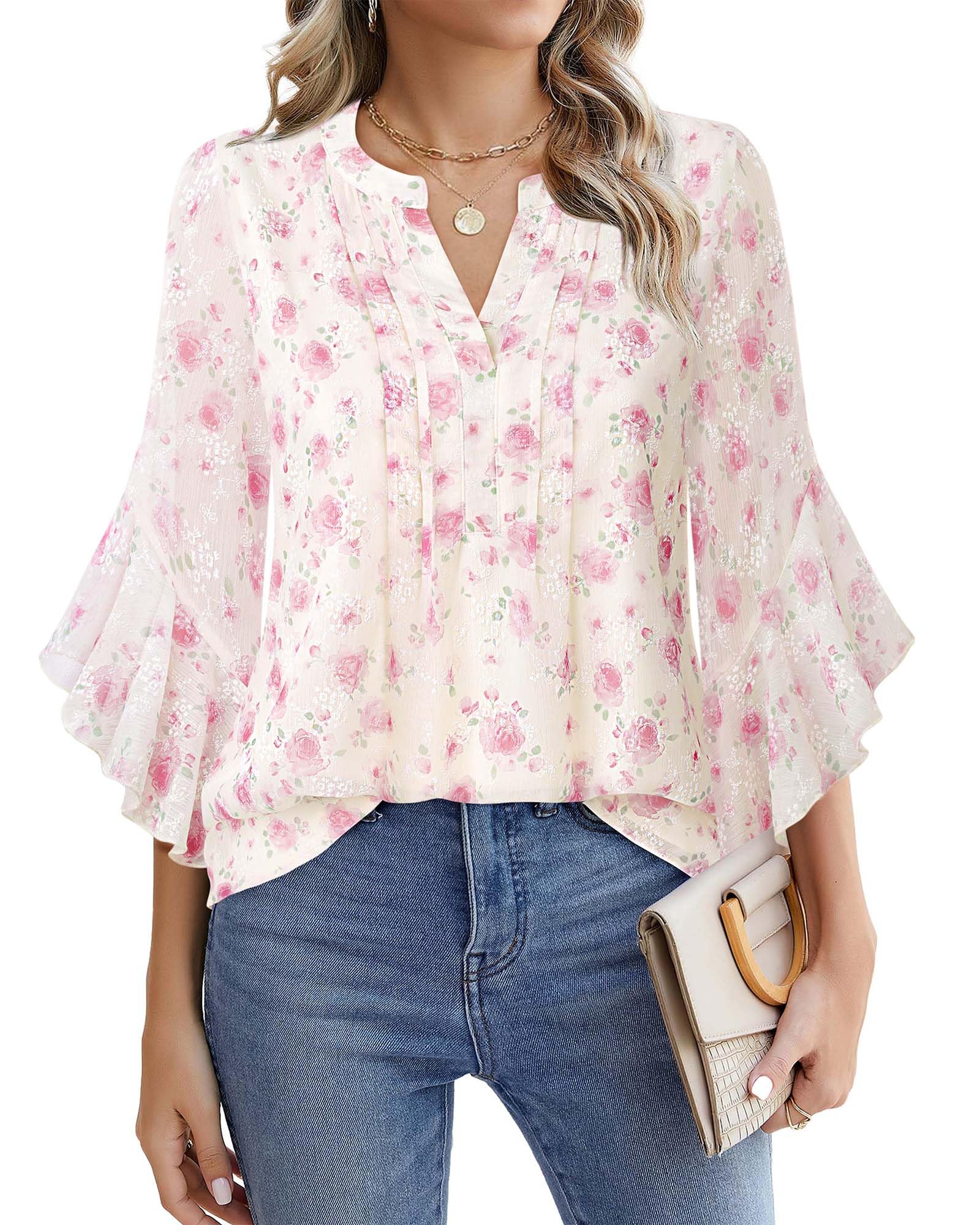Timeson Women's 3/4 Sleeve Top | Dressy, Casual