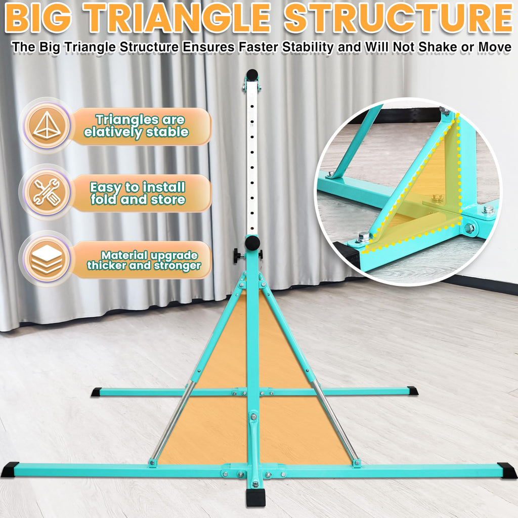 FC FUNCHEER Gymnastics Bar for Kids Ages 3-15, 35" to 60" Adjustable Height, 4FT Wide Base - Professional Kip Bar with 360° Stability & Fiberglass Crossbar, Easy Fold&Solid Design for Home Training