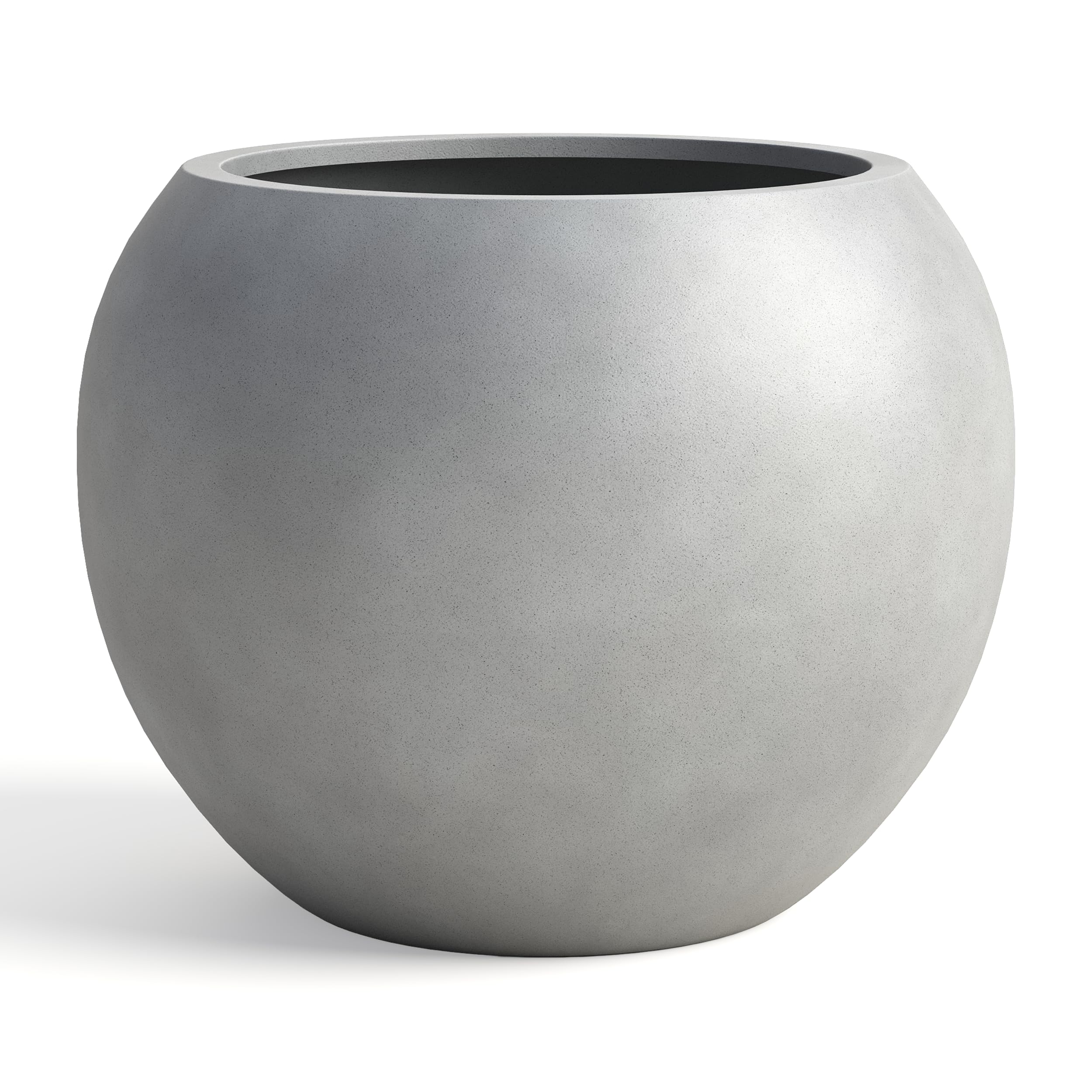 DTY Fiberstone Globe Planter Indoor Outdoor — Lightweight Sphere Ball Pot for Olive Tree, Monstera & Palm | Fiberglass Stone | UV Resistant, Drainage Hole | 2 Coco Mats | Black | 12.6" D × 10" H