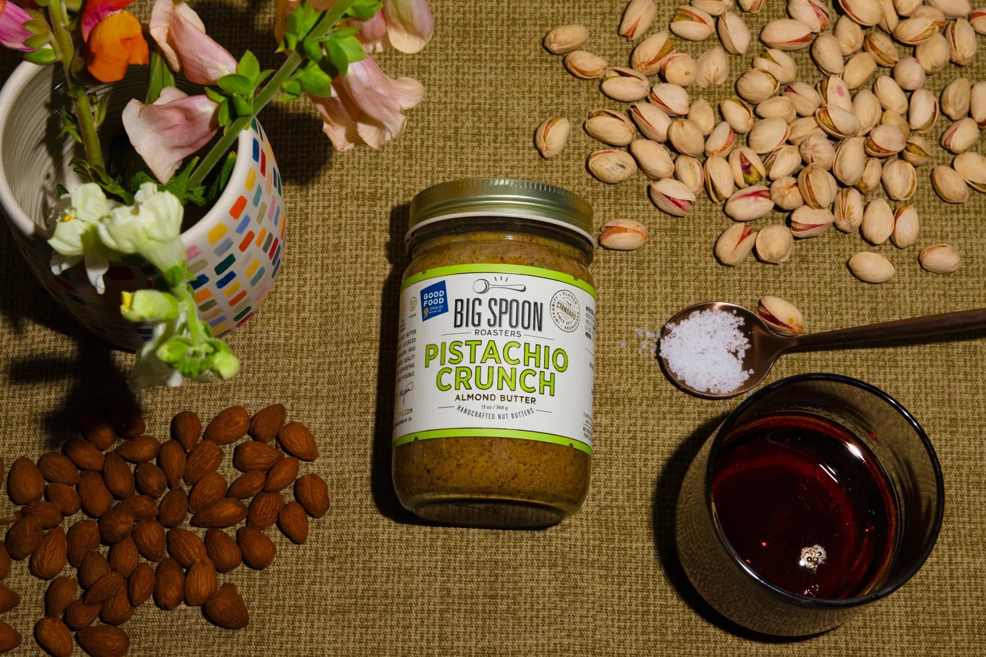 Big Spoon Roasters Carrot Cake Almond Butter With Sea Salt - Keto Friendly, Low Sugar Almond Butter - Crunchy & Bee-Friendly Almonds - Gourmet, Vegan Almond Nut Butter - 13 Ounces