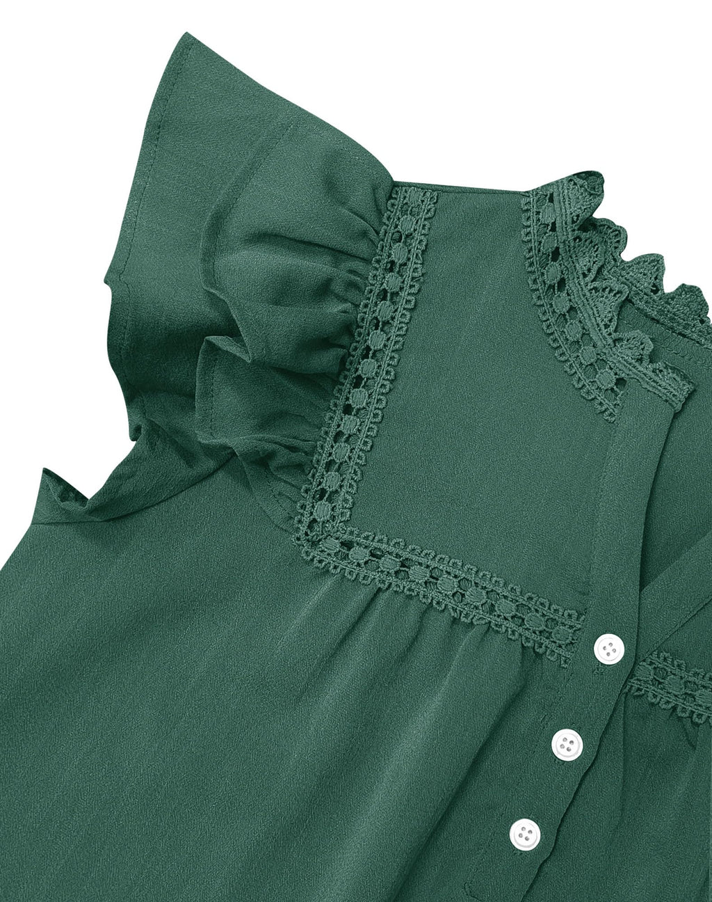 Women's V Neck Lace Crochet Shirts Button Down Short Sleeve Casual Blouse Tops