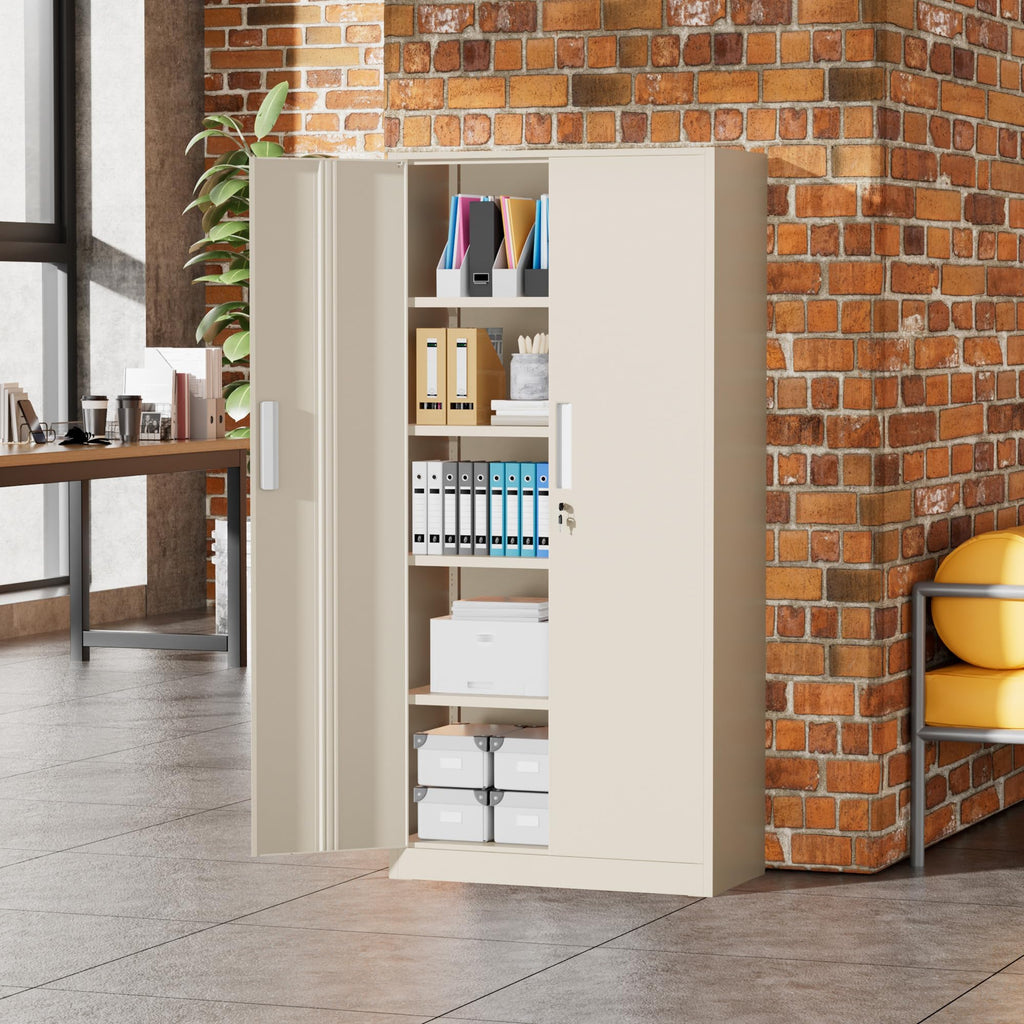 Greenvelly Metal Storage Cabinet, 36" Locking Storage Cabinet with Doors and Shelves, Lockable Storage Cabinets for Home Office, Utility Locker Cabinet, Steel Garage Cabinet with 2 Keys, Black