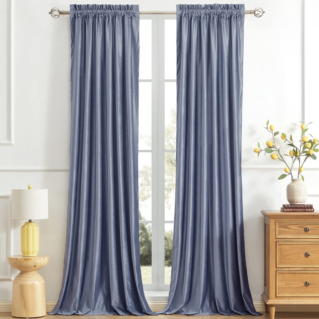Champagne Beige Velvet Curtains 63 inches for Living Room Luxury Room Darkening Curtain Elegant Bedroom Thermal Insulated Modern Heavy Thick Soft Soundproof Rod Pocket Window Drapes Set of 2 Panels