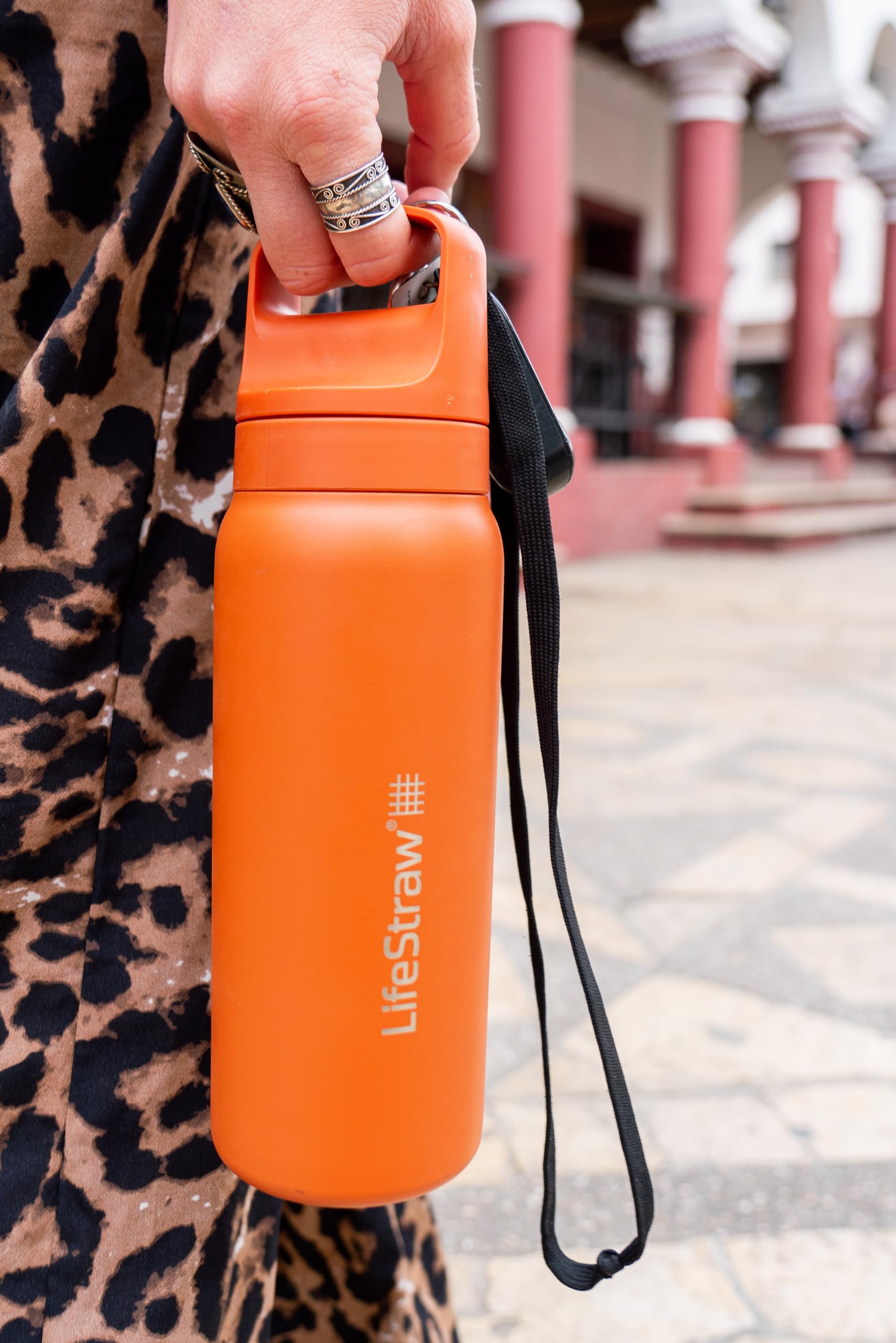LifeStraw Go Series — Water Bottle Stainless Steel Bottle, 18oz, Aegan Sea, Removes Bacteria, Parasites, Microplastics, Improves Taste