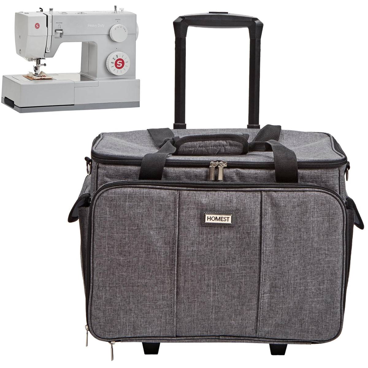 HOMEST Sewing Machine Carry Case, with Shoulder Strap and Front Pocket | Fits most standard Singer, Brother and Janome machines, with storage pockets for sewing accessories and tools, Floral