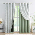 Jubilantex Full Blackout Curtains + Leaf Sheer Window Panels, Beige Mix and Match Style Double Layer Window Treatment Sets for Bedroom Living Room, 4 Panels 52" W x 63" L, Beige and White