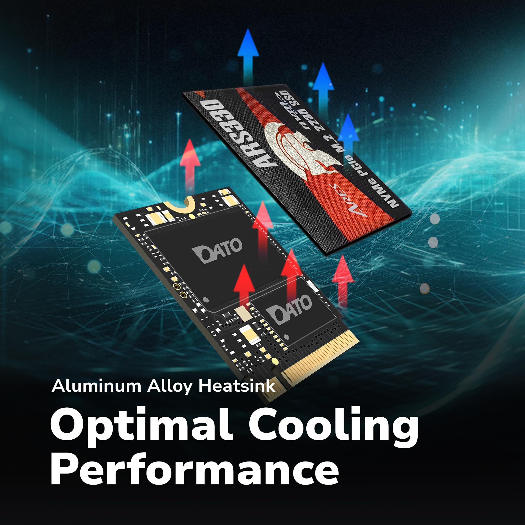 DATO M.2 2230 SSD PCIe 512GB Gen 3x4 NVMe with Aluminium heatsink, Internal Solid State Drive M Key for Business Students Gamers Creator, up to 2500/1700 MB/s - ARS330